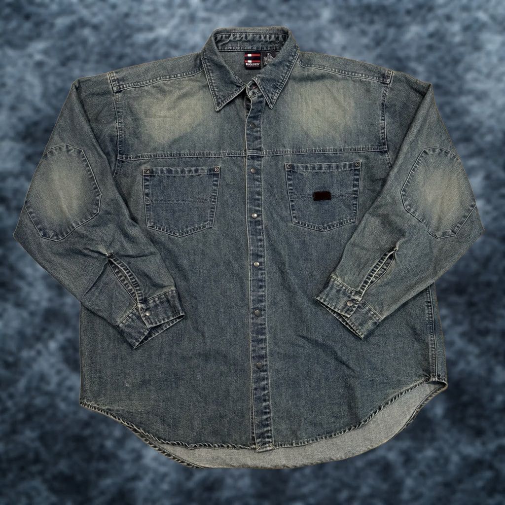Bugle Boy VINTAGE Bugle Boy Denim Long Sleeve Shirt Jacket Men’s XL Blue Snaps Button-Up 80s 90s Retro City Shirt Mens XL Blue Denim Size US XL / EU 56 / 4 - 1 Thumbnail