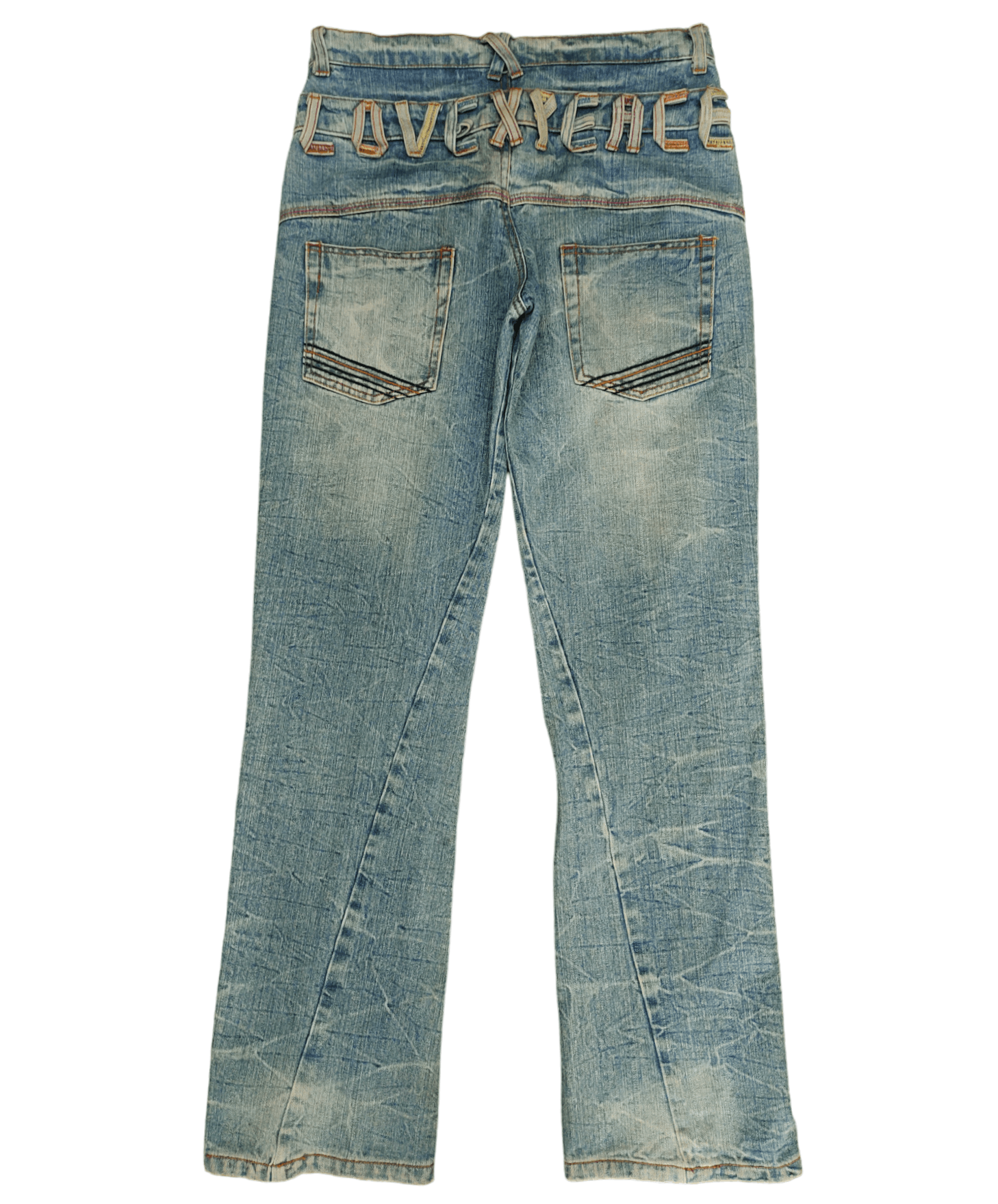Japanese Brand Vintage 90s Japan Love & Peace Double Waist Clawmark Jeans Size US 31 - 1 Thumbnail