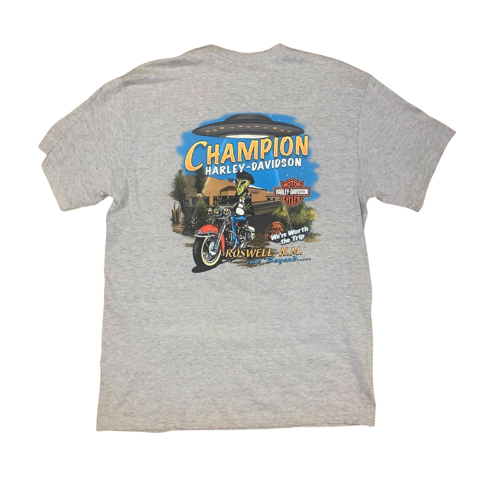 Harley Davidson Harley-Davidson Roswell Alien Motorcycle Tee Gray Men’s L Size US L / EU 52-54 / 3 - 3 Thumbnail