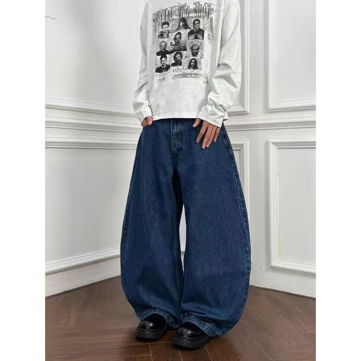 Vintage Men's Blue Washed Distressed Straight Scythe-Cut Jeans Size US 32 / EU 48 - 2 Thumbnail