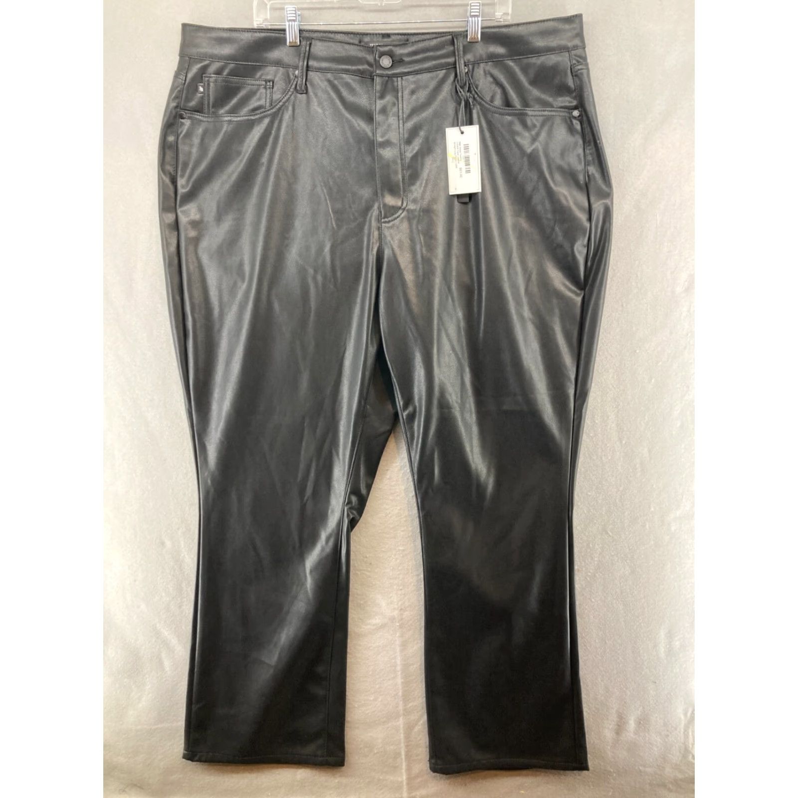 Vintage Judy Blue Pleather Pants Womens 24W Faux Black Leather NWT High Rise Straight Pants Size 42" / US 20 - 2 Thumbnail