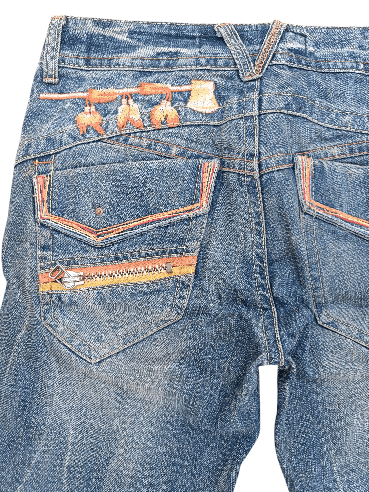 Japanese Brand FLARED Red Pepper Whiskers Low Rise Boot Cut Size US 35 - 10 Thumbnail