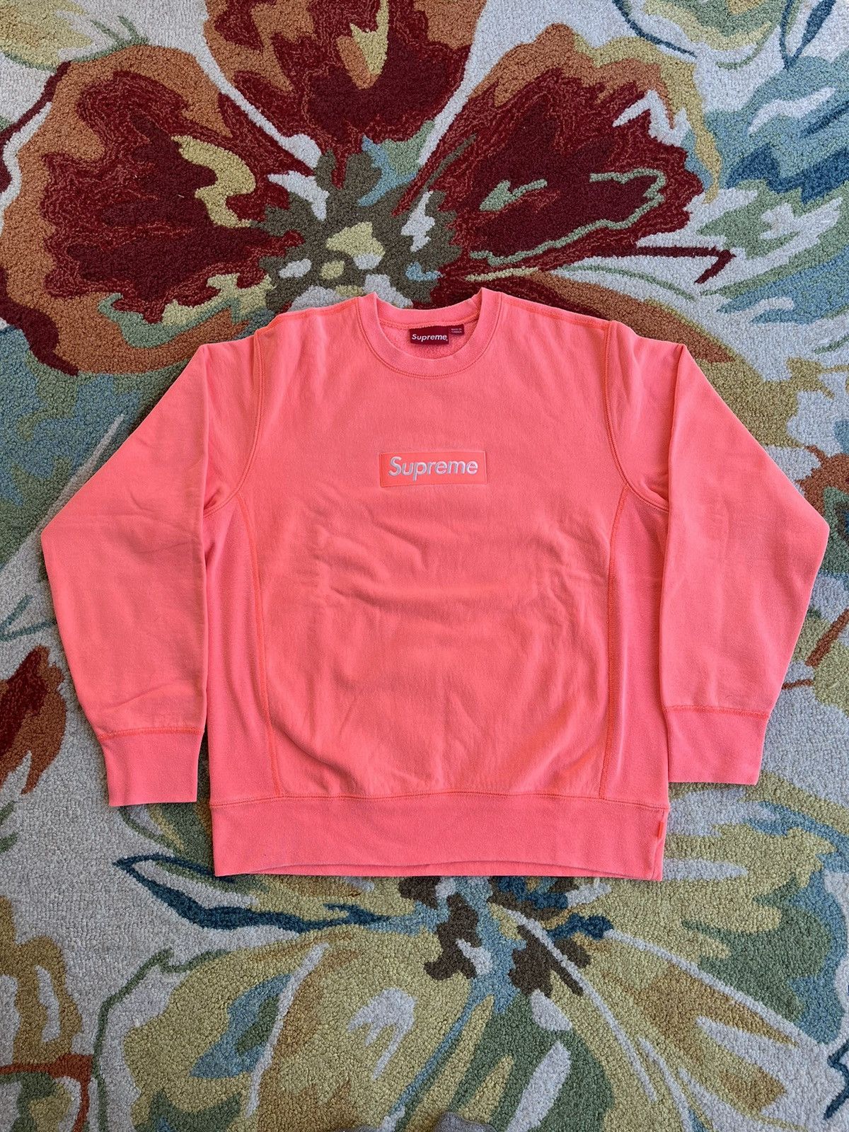 Supreme Supreme Box Logo Crewneck FW18 Fluorescent Pink Grailed