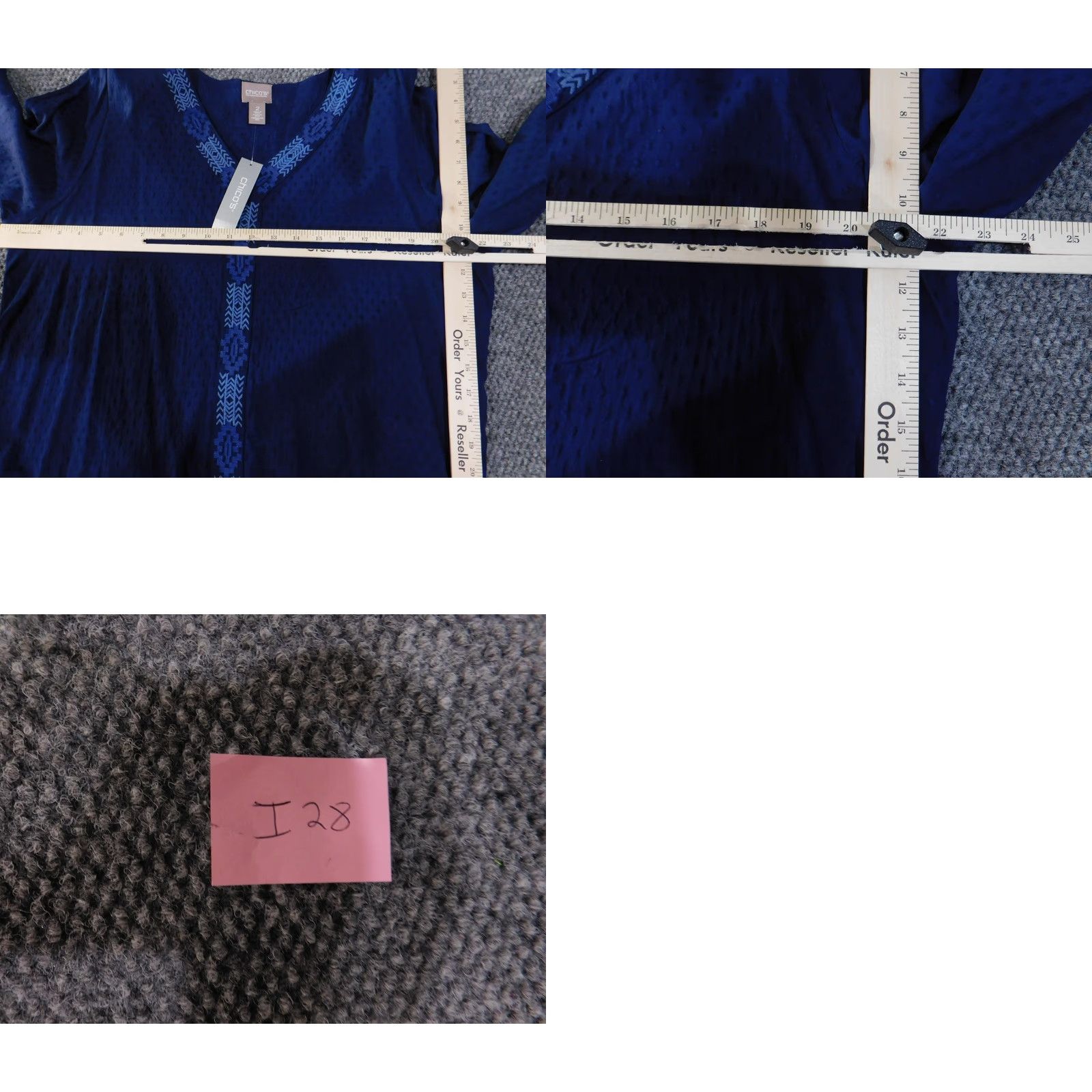 Vintage Chico's Shirt Womens 2 Midnight Blue Bell Sleeve Trimmed Popover 3/4 Sleeve Size XS / US 0-2 / IT 36-38 - 9 Thumbnail