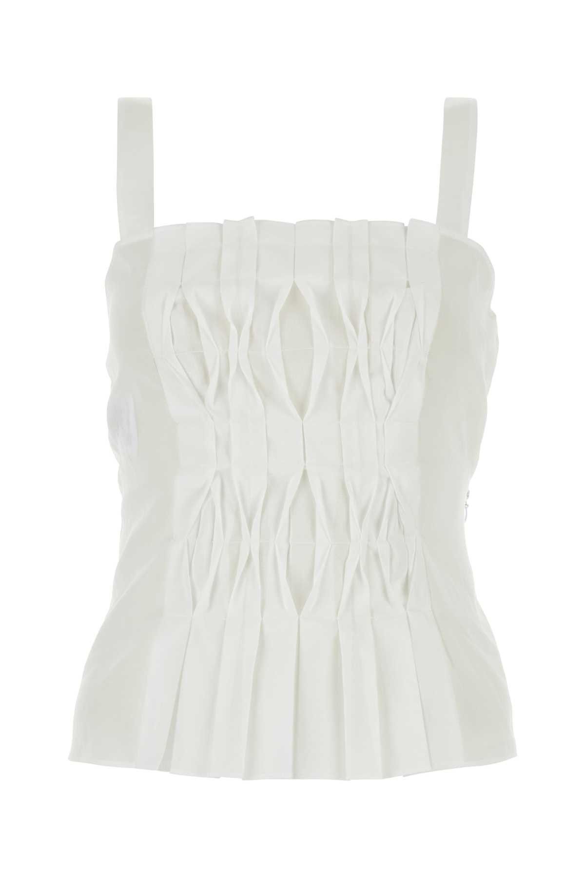 image of Alberta Ferretti White Cotton Top, Women's (Size Small)