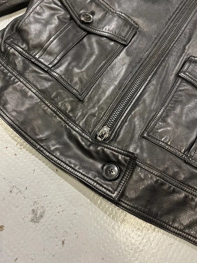 Emporio Armani AW2018 Emporio Armani Fake Fur Collar Black Leather Jacket Size US S / EU 44-46 / 1 - 6 Thumbnail