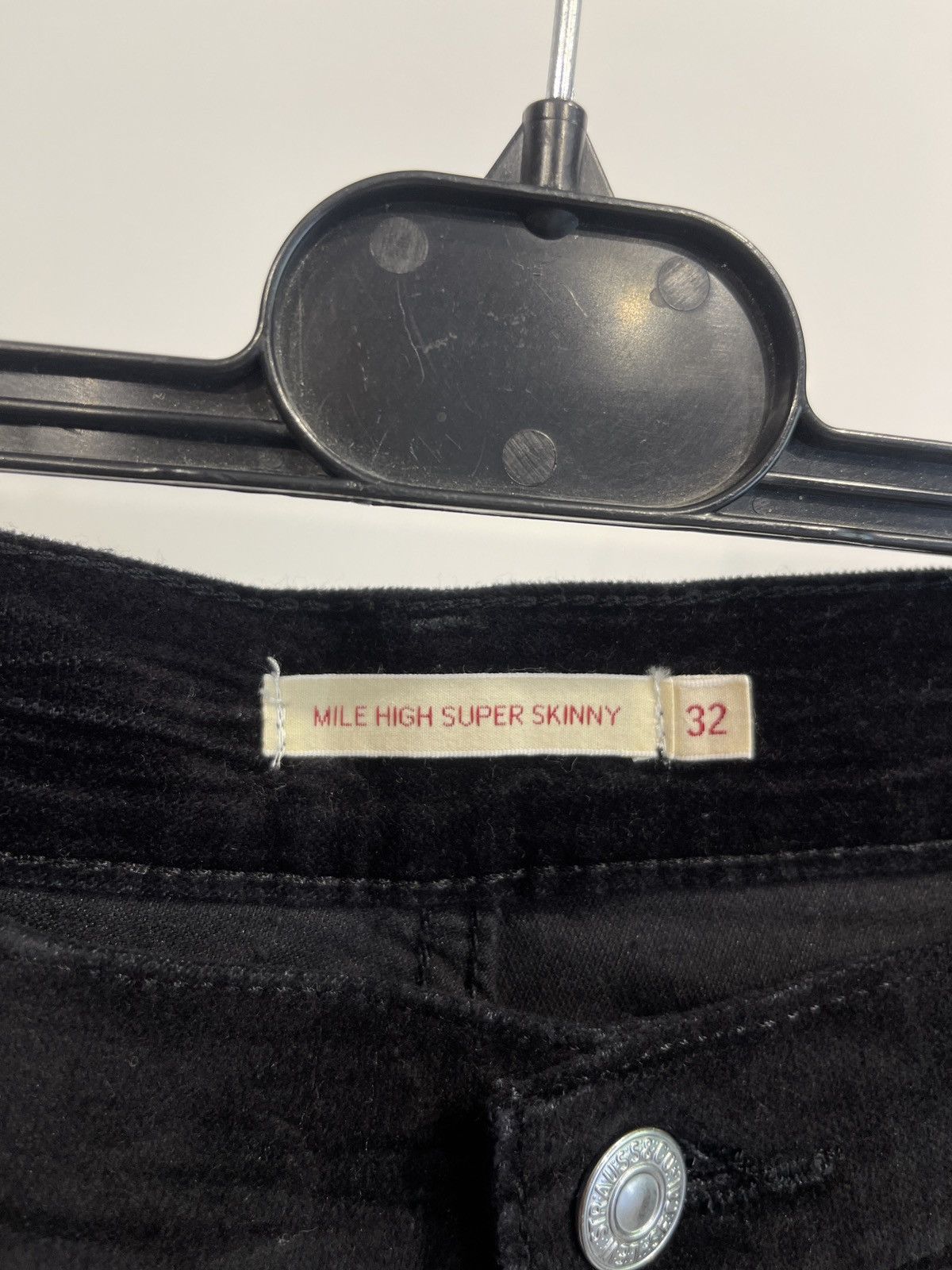 Levi's × Vintage Levi's Premium Mile High Super Skinny Black Velor Pants 32 Size 32" / US 10 / IT 46 - 3 Thumbnail