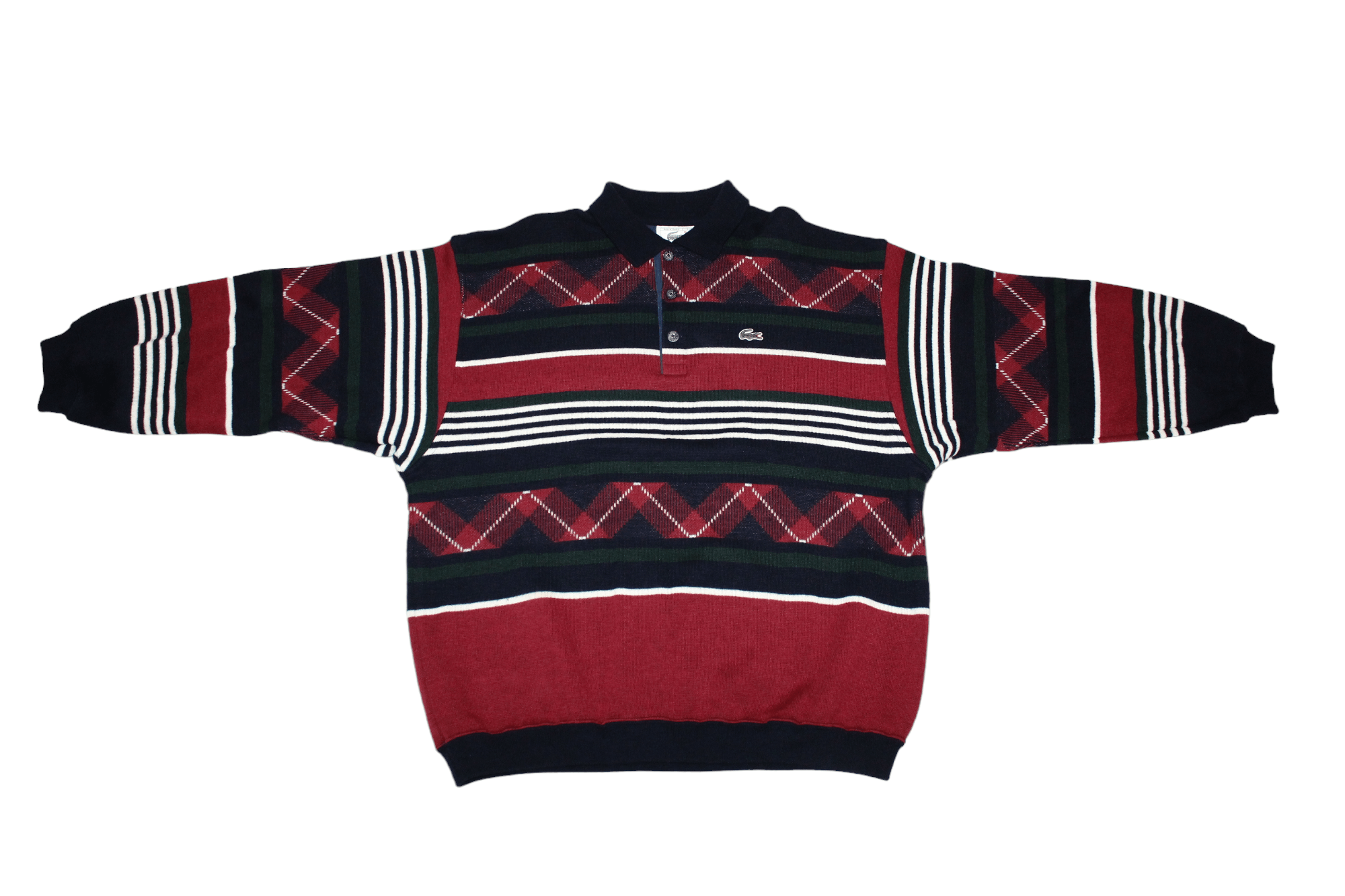 Lacoste VTG 70s Lacoste Wool Blend Knitted Striped Polo Jumper Size US XL / EU 56 / 4 - 2 Thumbnail
