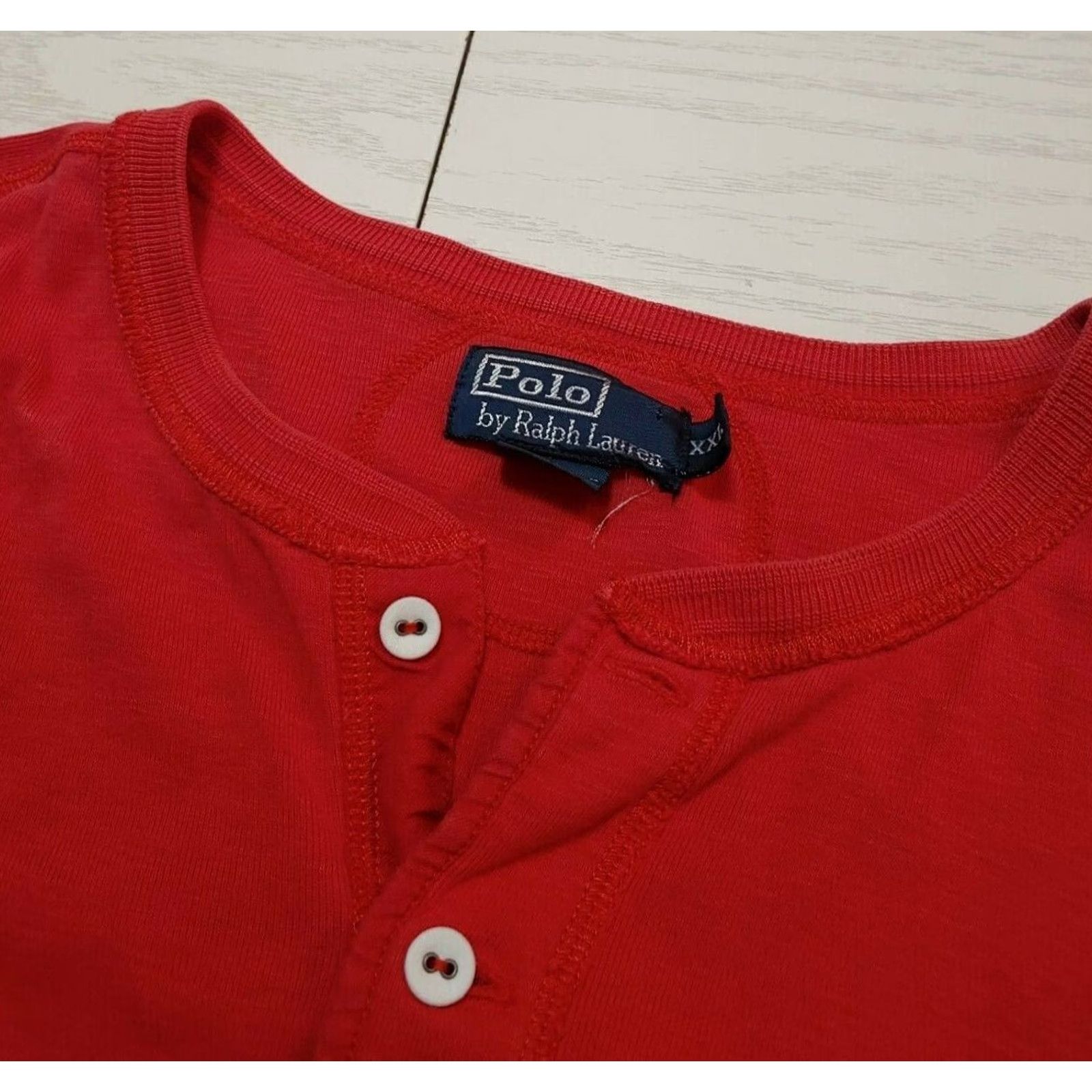 Vintage VINTAGE Polo by Ralph Lauren 1/4 Button Red Pullover Long Sleeve Shirt XXL Men Red Button-Up Polo Shirt 27in Long 24in Pit to Pit Mens Size US XXL / EU 58 / 5 - 4 Thumbnail