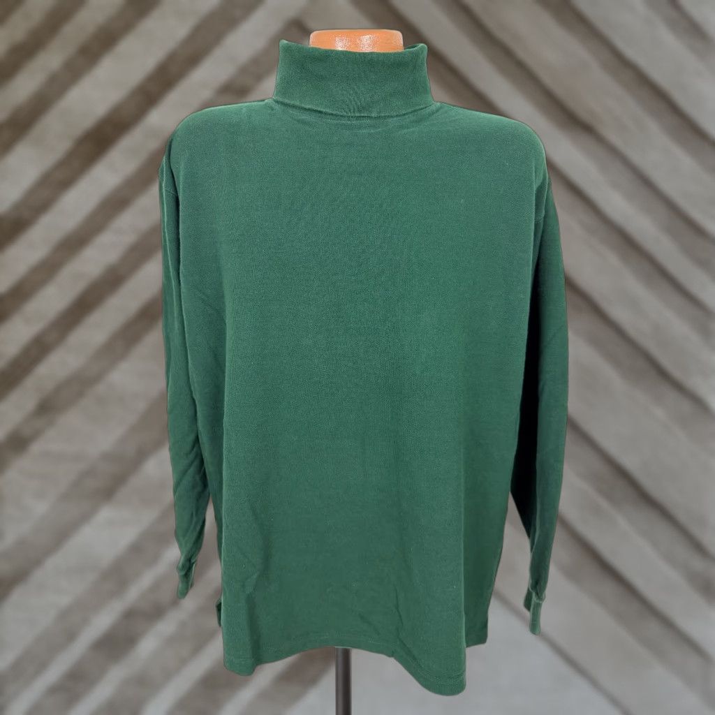 Brooks Brothers VINTAGE Brooks Brothers Shirt Turtleneck Men M Heavyweight Cotton Pique Knit 90s Oversized Green Size US M / EU 48-50 / 2 - 1 Thumbnail