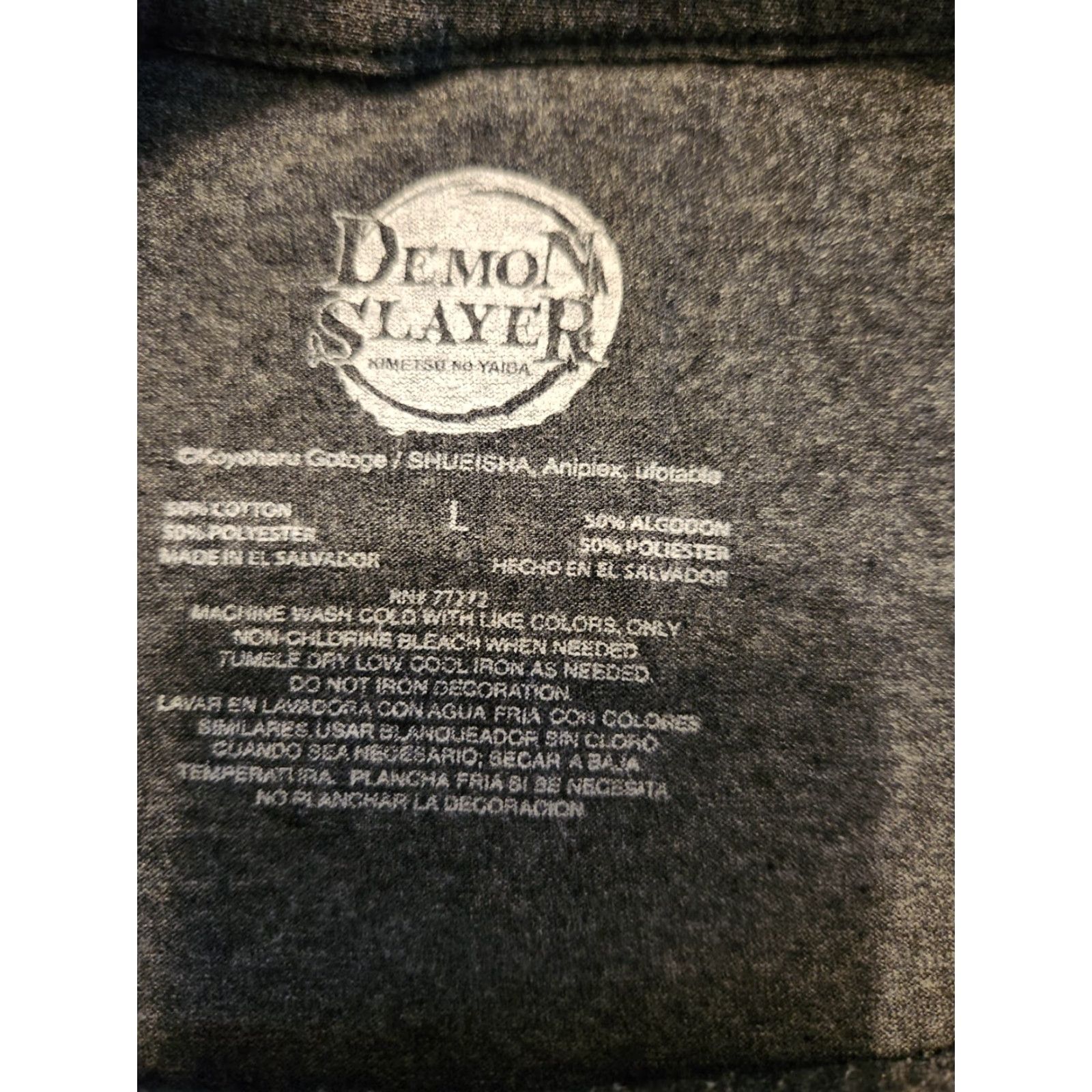 Vintage Demon Slayer T-Shirt Men Regular Graphic Print Anime Gray Adult Large Size US L / EU 52-54 / 3 - 2 Thumbnail
