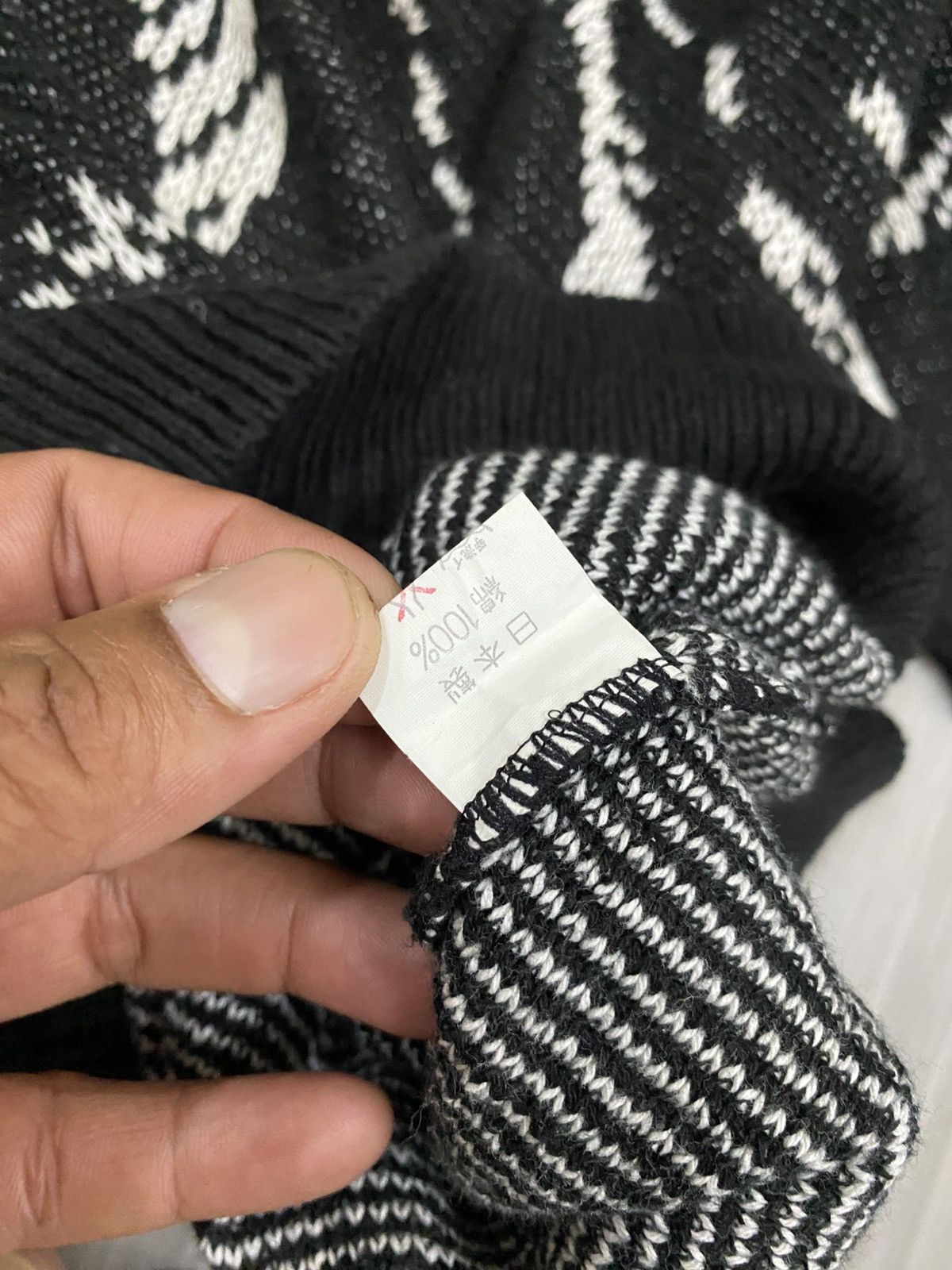 Japanese Brand Vintage Backgammon Polo Knitwear Black White Size US L / EU 52-54 / 3 - 8 Thumbnail