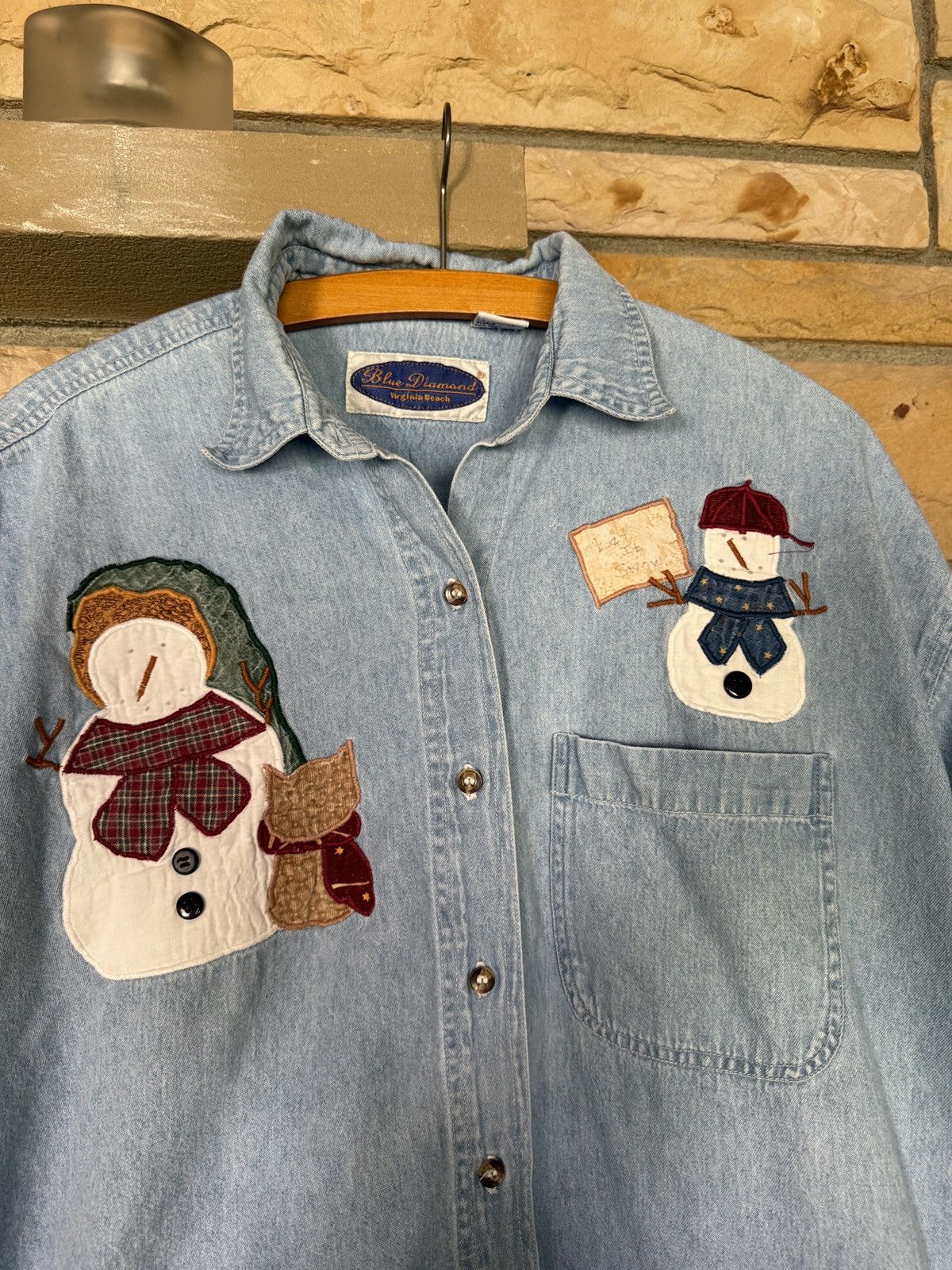 Vintage Vintage 90s Snowman Embroidered Button Up Shirt Size US M / EU 48-50 / 2 - 2 Thumbnail