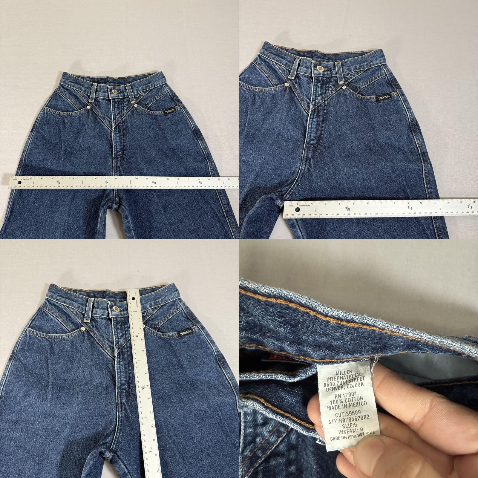 Vintage Rocky Mountain Jeans Womens 6 Blue Bare Back Slim Fit Denim Pants Western 90s Size 28" / US 6 / IT 42 - 8 Thumbnail