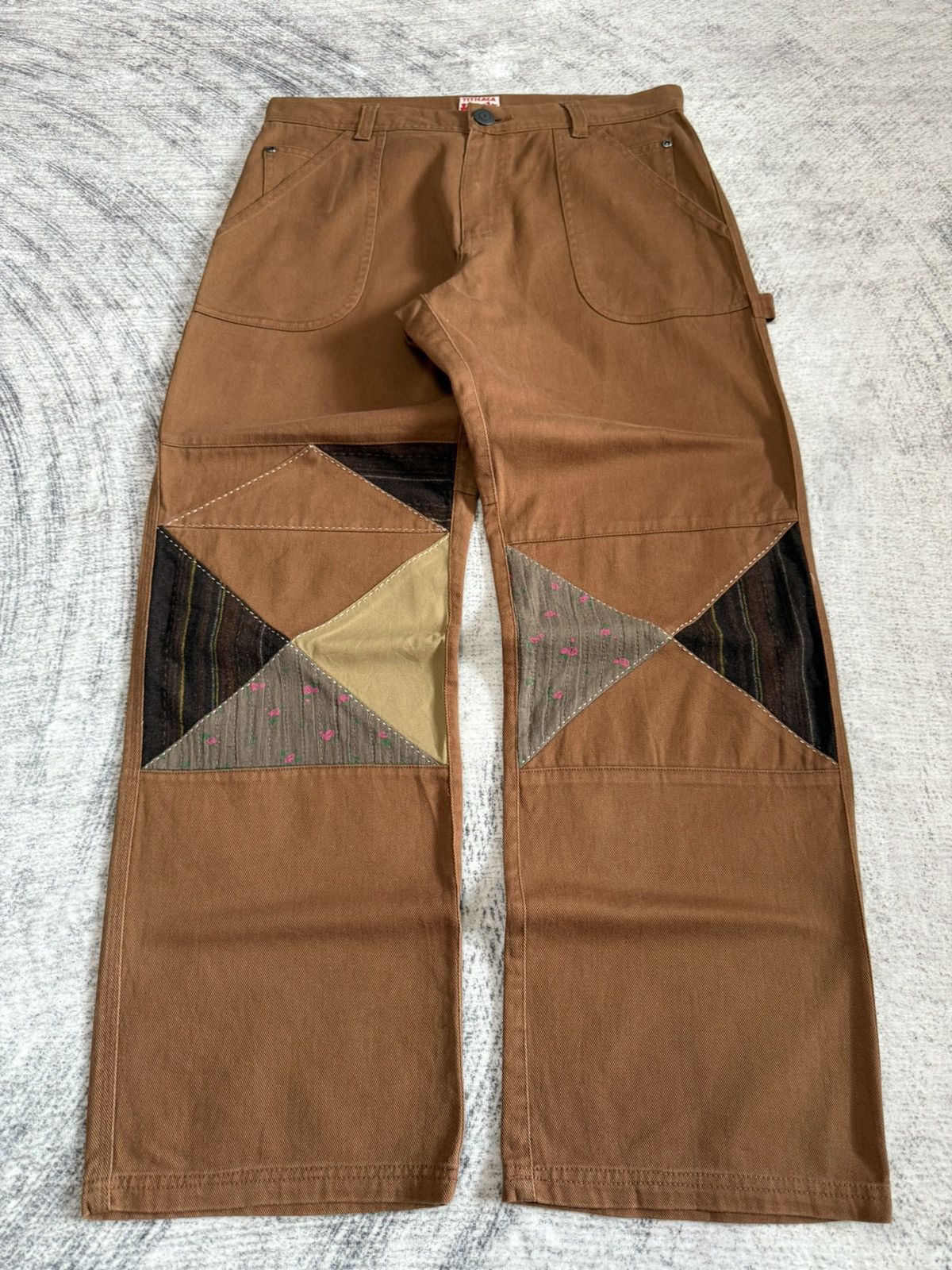 Japanese Brand Titicaca Japan Penelled Patch Work Double Knee Pants Size US 30 / EU 46 - 1 Thumbnail