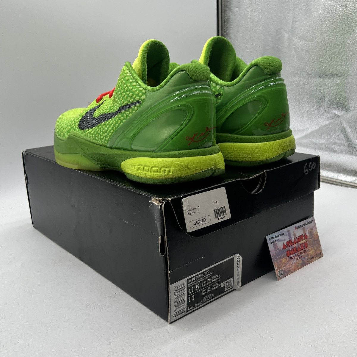 Nike Zoom Kobe 6 protro grinch Size US 11.5 / EU 44-45 - 4 Thumbnail