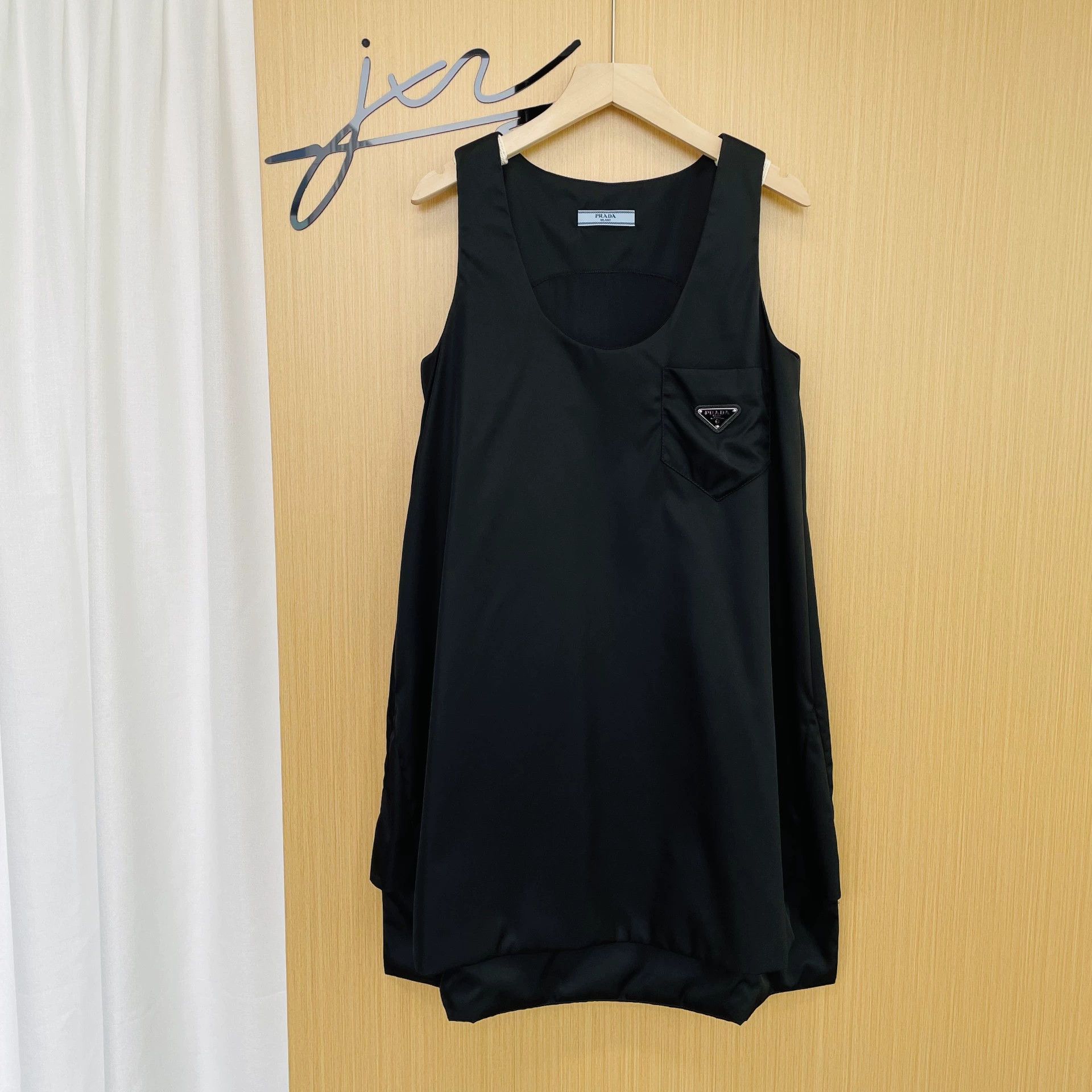 Prada Prada Women's Black Nylon Triangle Logo Dress 38 Size XS / US 0-2 / IT 36-38 - 1 Thumbnail