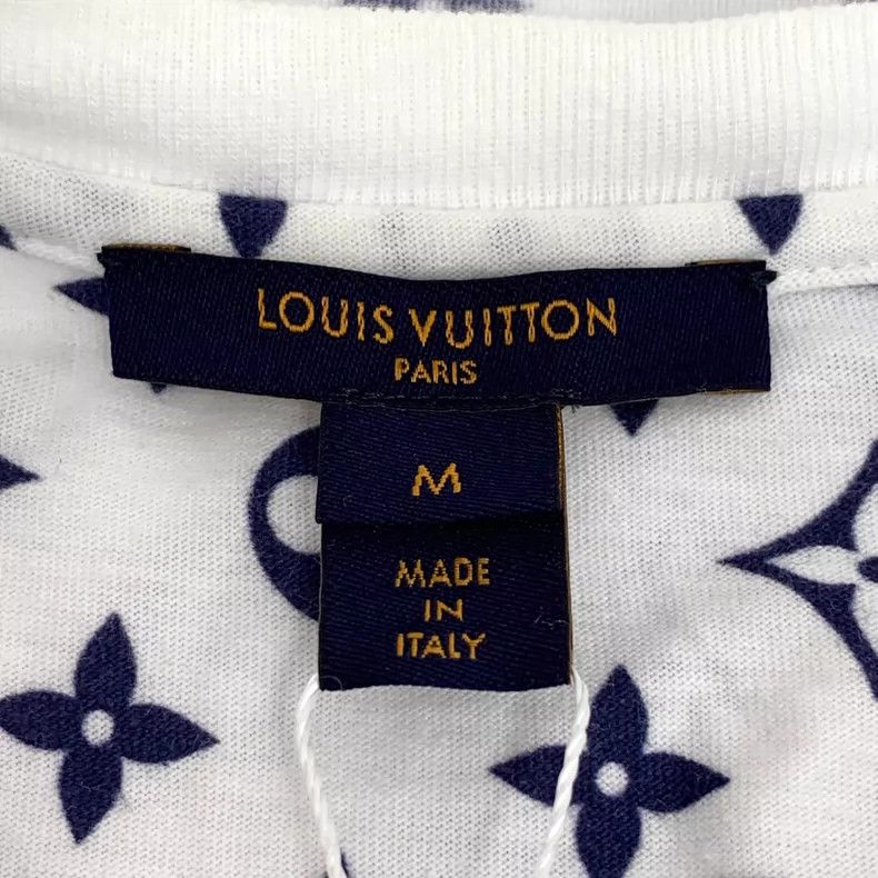 Louis Vuitton Louis Vuitton White logo full-print cotton crewneck short- Size M / US 6-8 / IT 42-44 - 5 Thumbnail