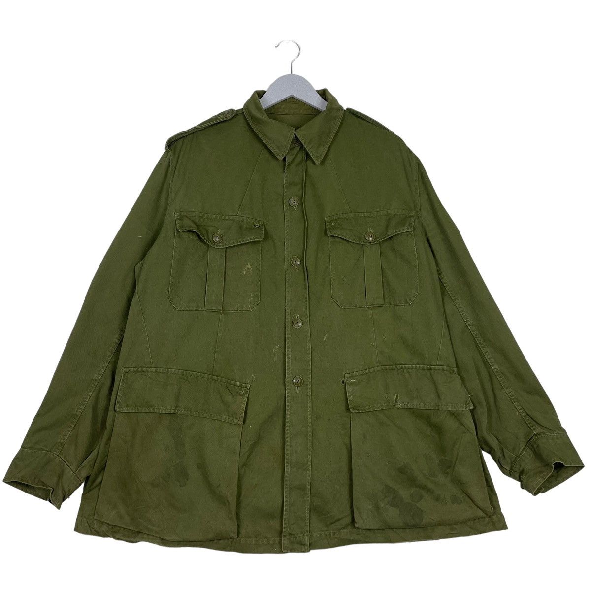 Vintage 💥70s OG ARMY BUTTON FIELD JACKET SHIRT Size US L / EU 52-54 / 3 - 1 Thumbnail