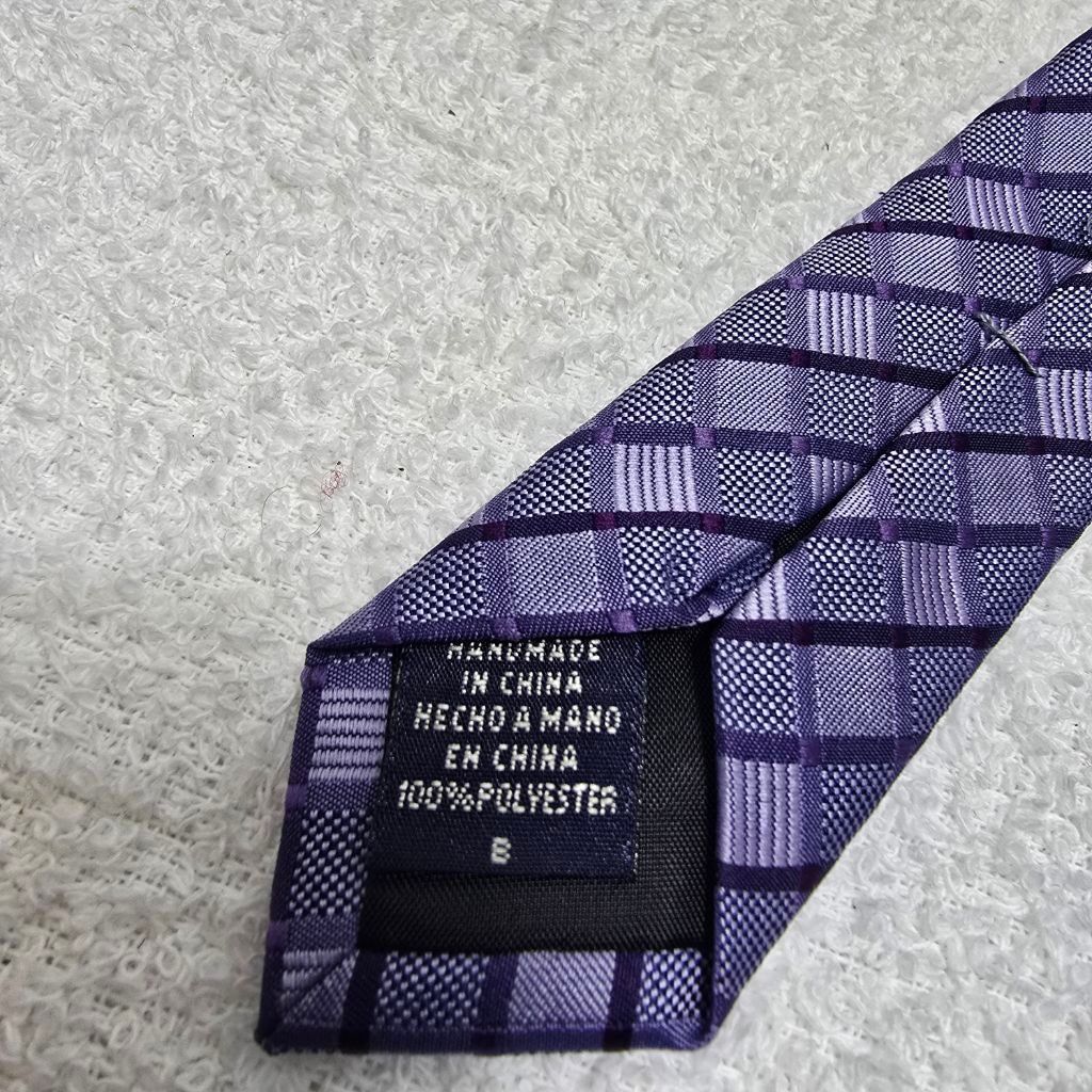 Van Heusen Men's Van Heusen Purple Plaid Tie One Size Size ONE SIZE - 4 Thumbnail