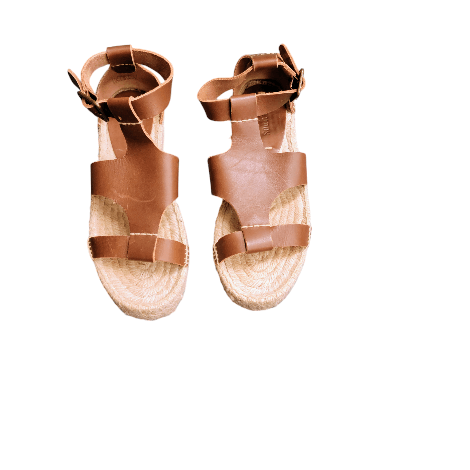 Soludos Soludos Tan Leather Open Sandal Vacation Espadrille Wedge Size US 7 / IT 37 - 5 Thumbnail