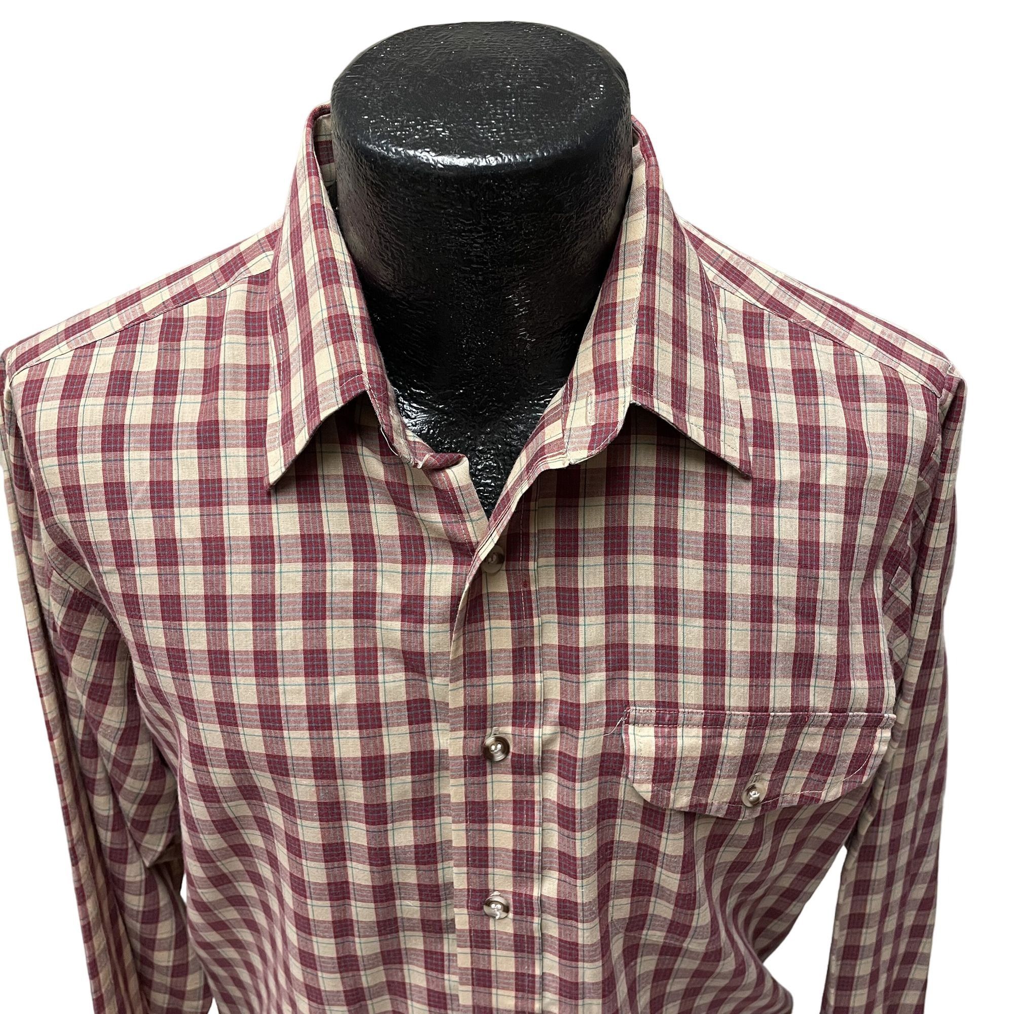 Lee Vtg Lee Maroon Red SHADOW PLAID MoD Casual Shirt Size US L / EU 52-54 / 3 - 3 Thumbnail