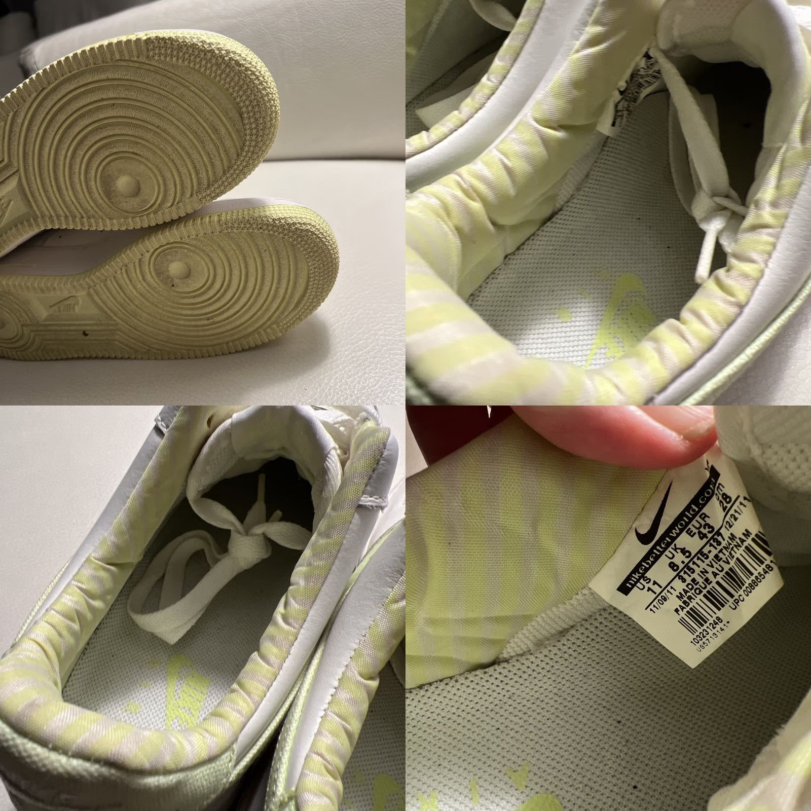 Nike Nike Air Force One 315115-137 Women’s 11 White Barley Volt Low Top Leather Sneakers Basketball Shoes Womens Size US 9 / IT 39 - 9 Thumbnail