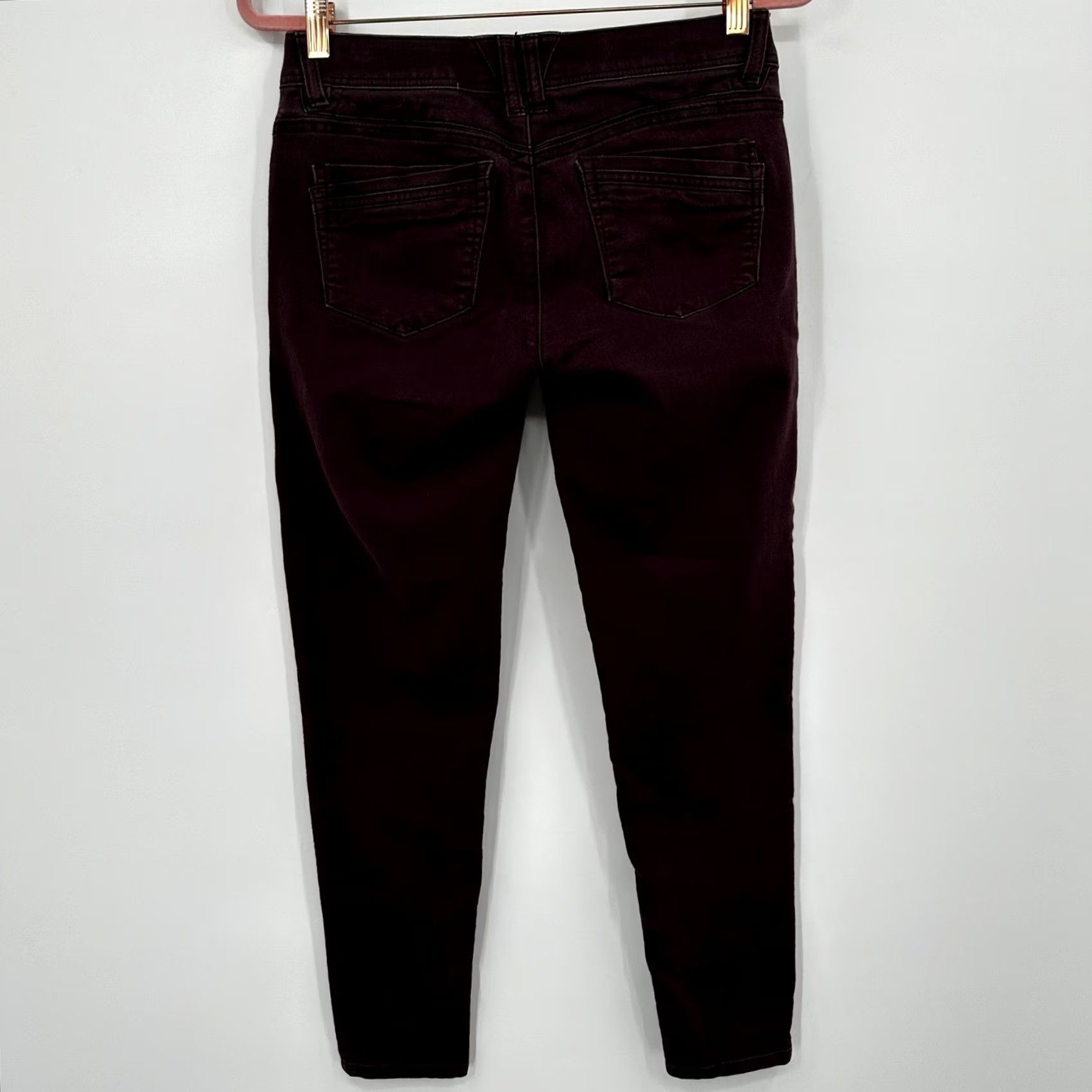 Vintage Democracy Jeans Burgundy Skinny Jeans Women's Size 2 Denim Stretch 5-Pocket Design Slimming Comfort Size 26" / US 2 / IT 38 - 6 Thumbnail
