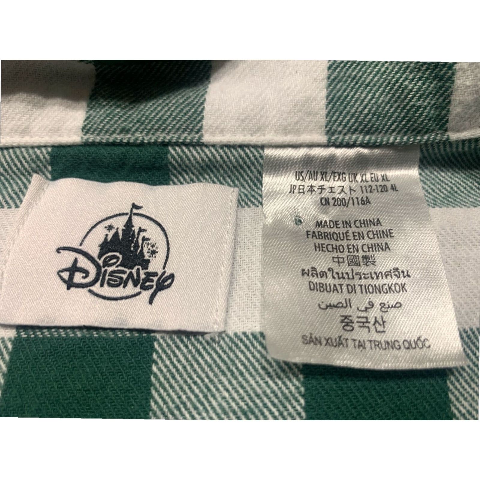 Disney Disney Mens XL Green Plaid Flannel Christmas Pajama Top Mickey Mouse Donald Duck Cartoon Character Size US XL / EU 56 / 4 - 7 Thumbnail