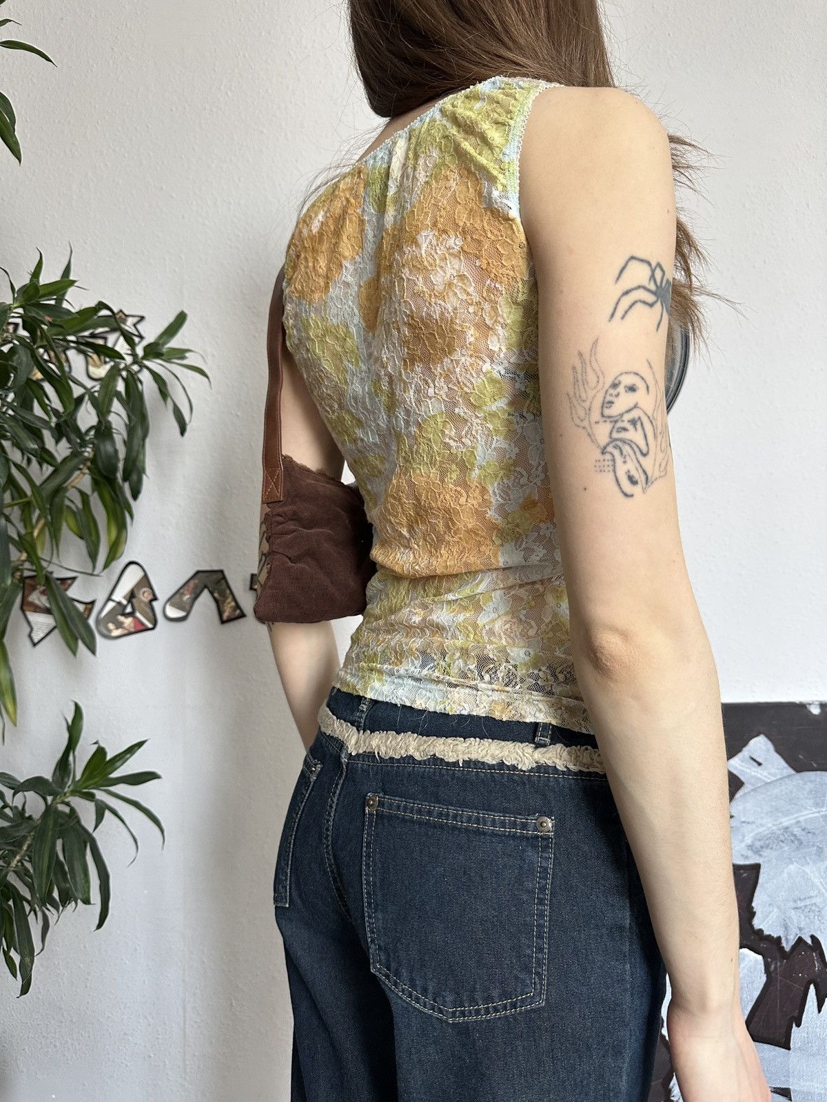 Vintage Vintage Fairy Core Mesh Lace Up Floral Pattern Blouse Size M / US 6-8 / IT 42-44 - 6 Thumbnail