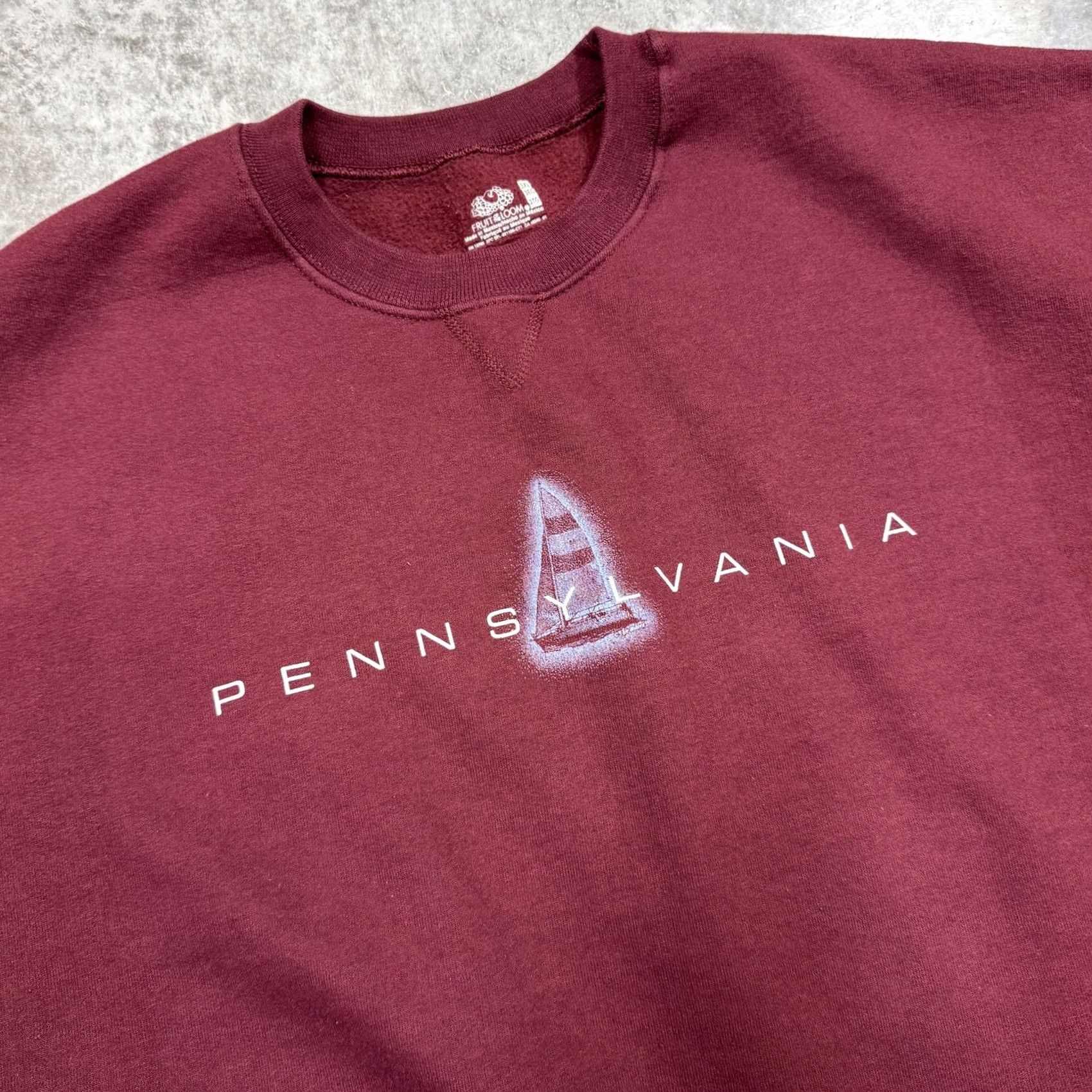 Fruit Of The Loom Fruit Of The Loom Pennsylvania Sweatshirt Mens 3XL Red Fleece Graphic Crewneck USA Graphic Print Vintage No Size US XXL / EU 58 / 5 - 2 Thumbnail