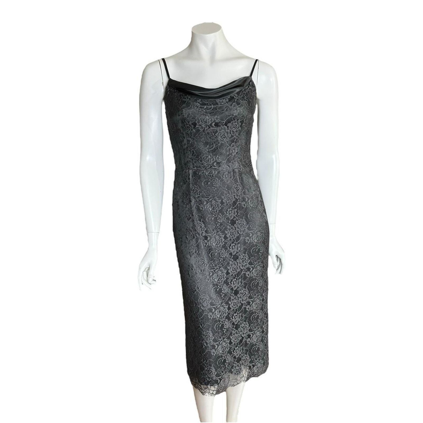 Other Grey Floral Lace Midi Cami Slip Dress by Renato Nucci Size S / US 4 / IT 40 - 1 Thumbnail