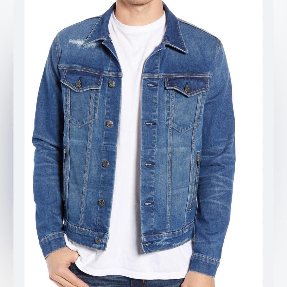 Designer Vigoss Distressed Denim Lightweight Trucker Jean Jacket XL Size US XL / EU 56 / 4 - 1 Thumbnail