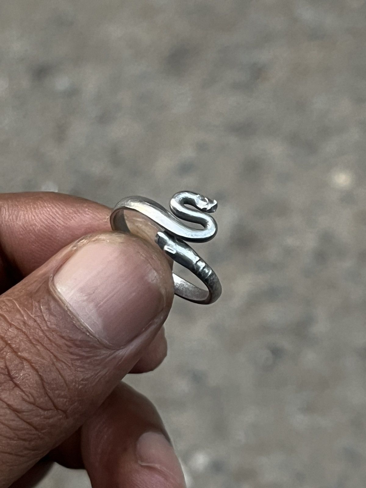 Hysteric Glamour Handcrafted Hammered Snake Ring Sterling Silver Style Size ONE SIZE - 3 Thumbnail