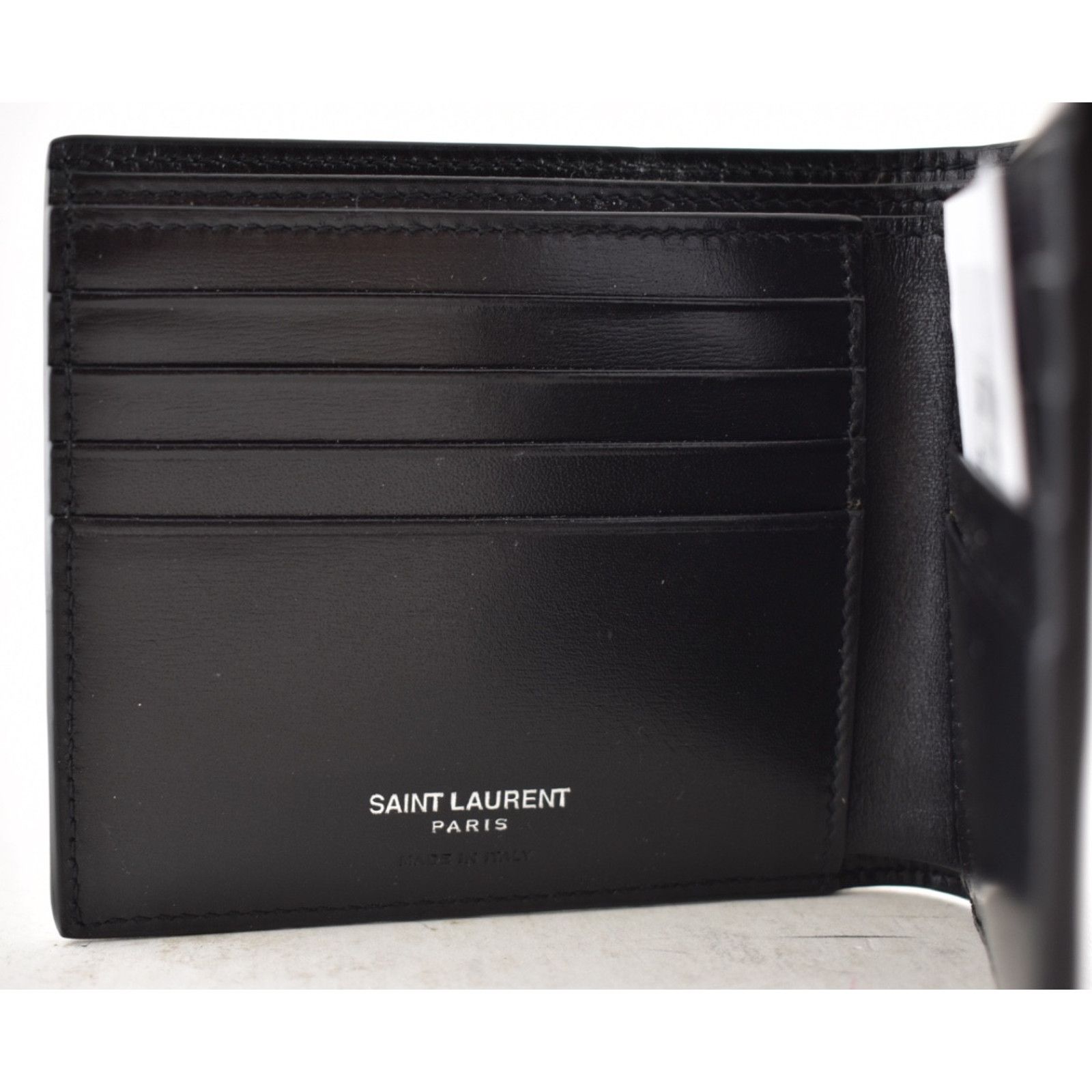 Yves Saint Laurent Saint Laurent Men YSL Silver Metal Logo Card Bi-Fold Wallet Size ONE SIZE - 14 Thumbnail