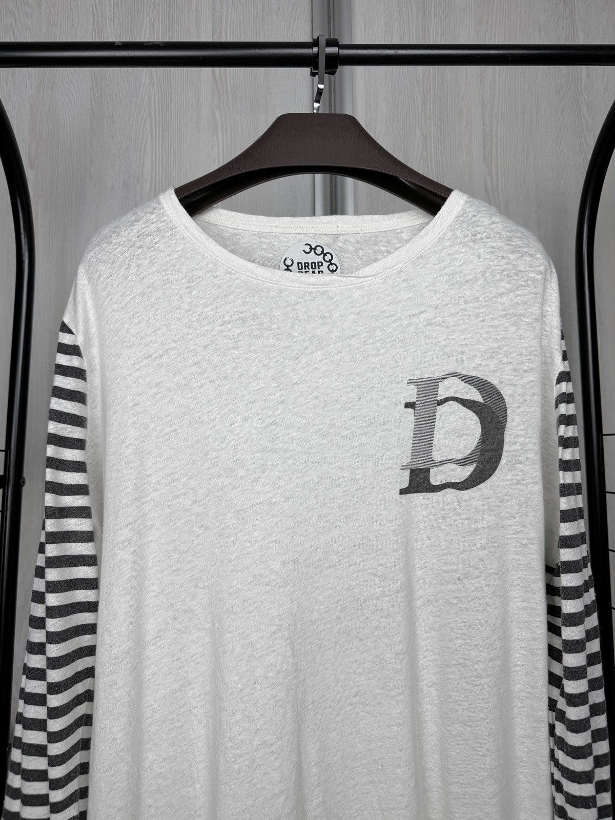 Drop Dead Drop Dead Guys White/Grey Linen Cotton long sleeve tee sz L Size US L / EU 52-54 / 3 - 3 Thumbnail