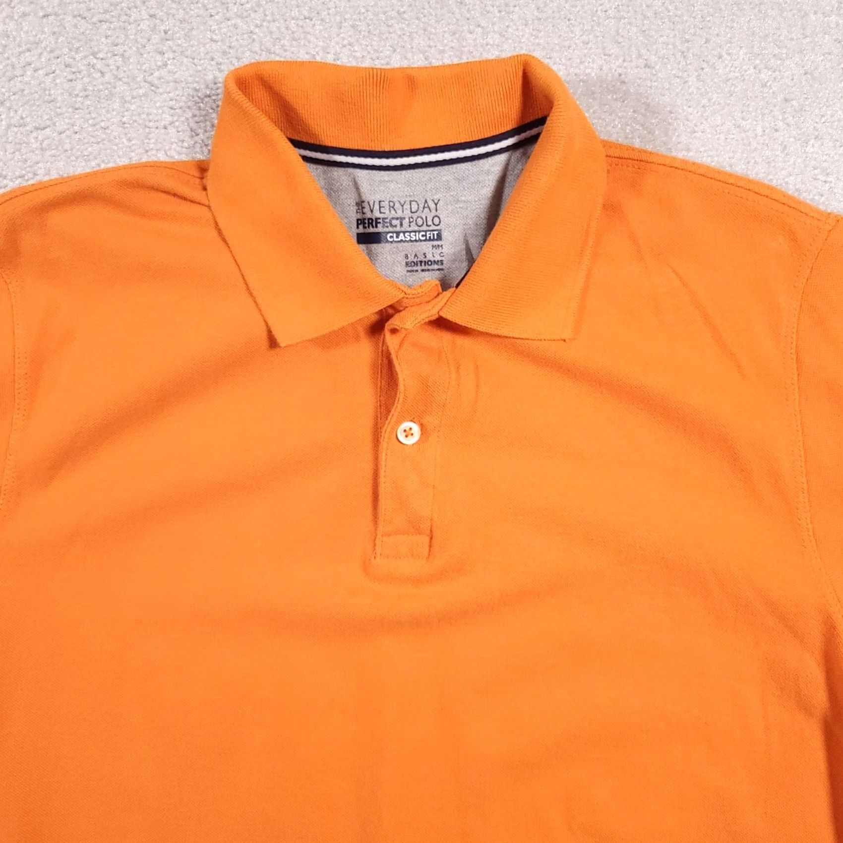 Basic Editions Basic Editions Polo Shirt Mens M Orange Classic Fit Golf Regular Short Sleeve Solid 100% Cotton Vintage No Size US M / EU 48-50 / 2 - 3 Thumbnail