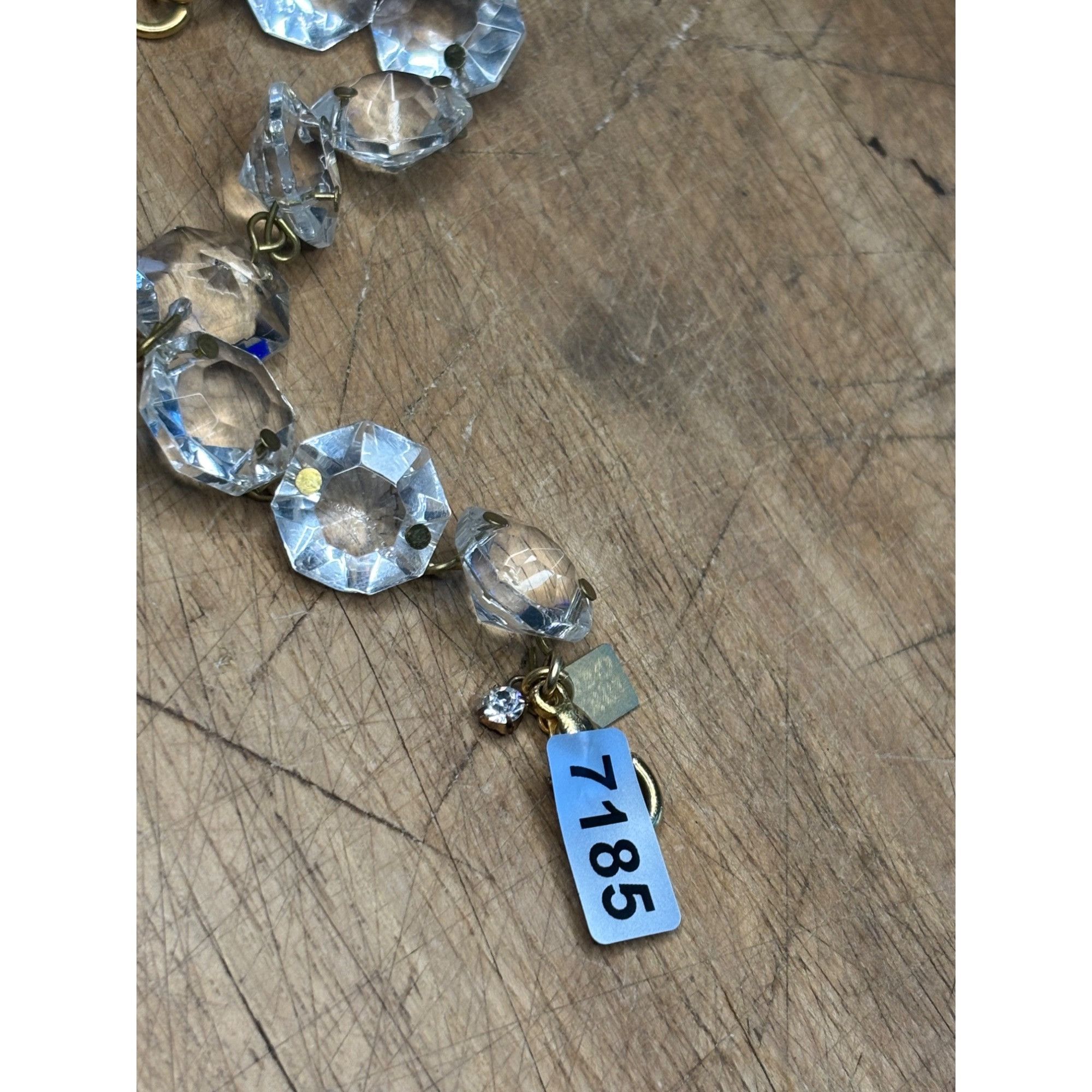 Vintage John Wind signed Vintage Crystal & Brass Octagonal Link Brac Size ONE SIZE - 3 Thumbnail