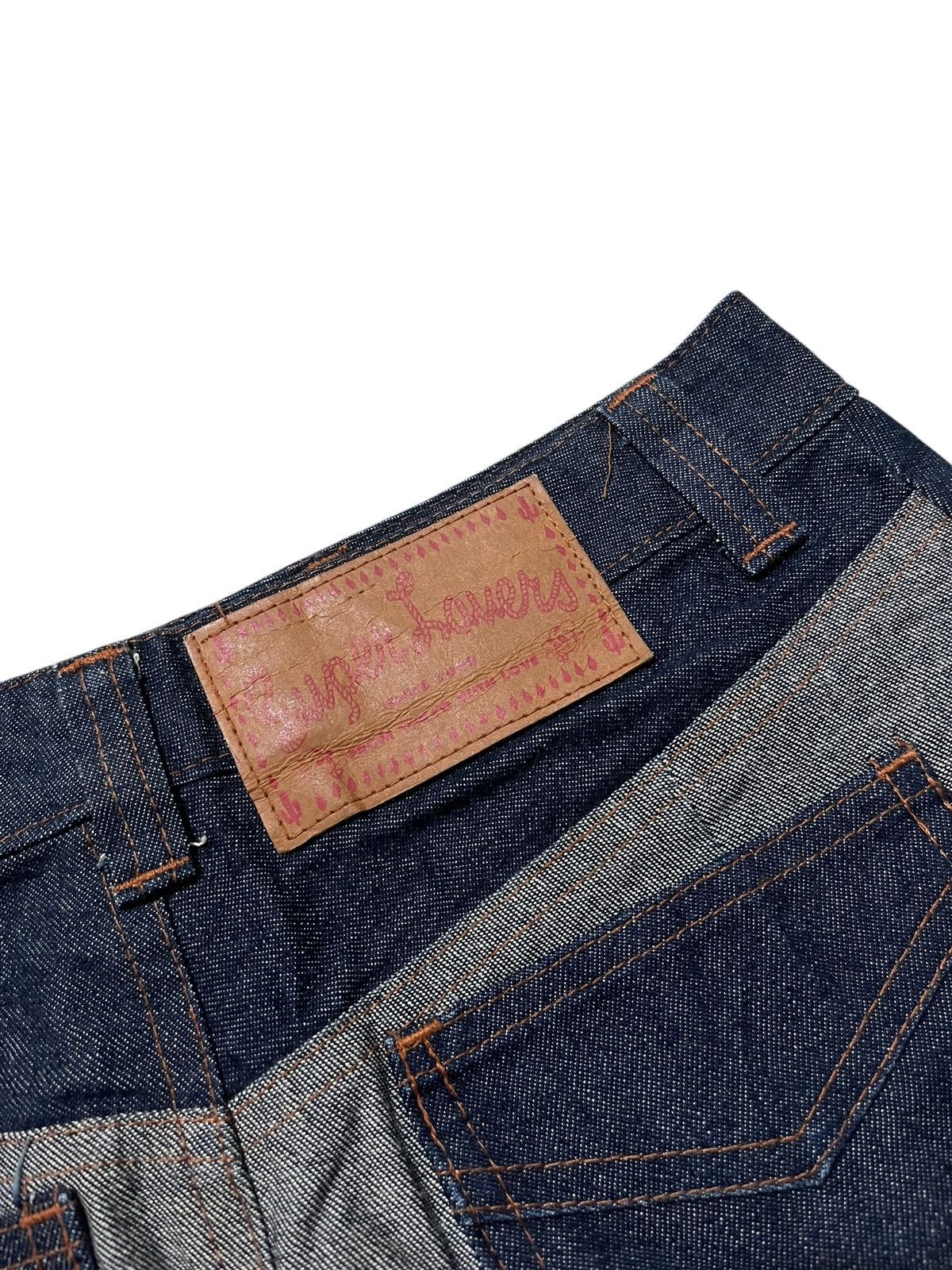 Japanese Brand 2000s Super Lovers Japanese Denim Raw Two-Tone Skirt Size 29" - 11 Thumbnail