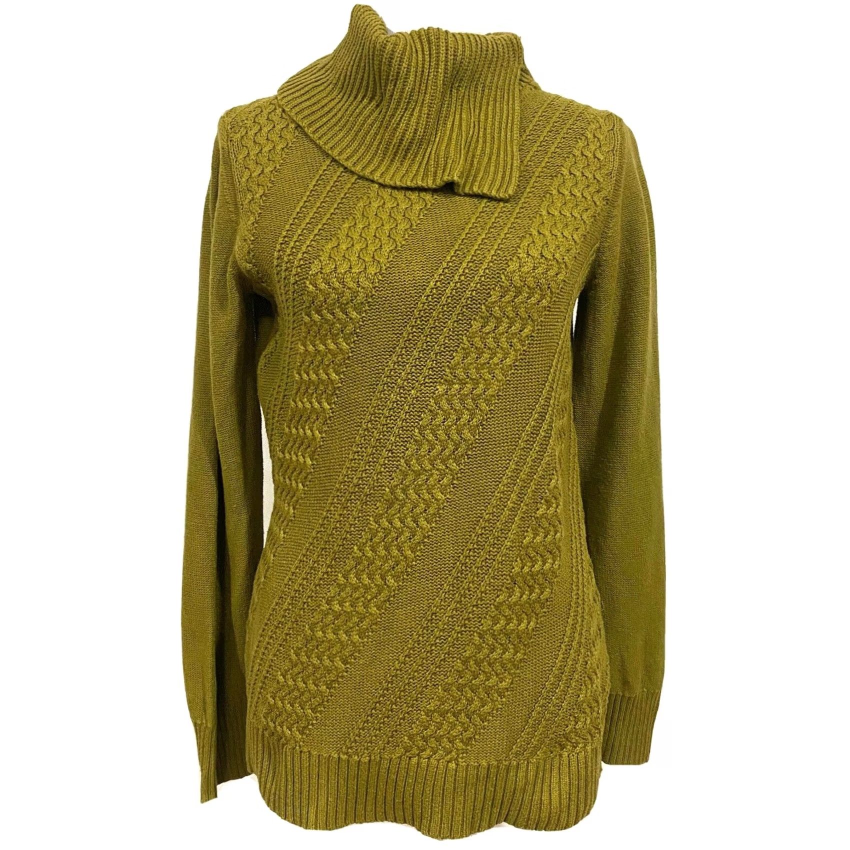 Coldwater Creek VINTAGE? No — Coldwater Creek Women’s Sweater Cable Knit Cowl Neck Green XS 4-6 Winter Fall Pullover Knitted Knit Cotton Blend Classic Mens? Size XS / US 0-2 / IT 36-38 - 2 Thumbnail