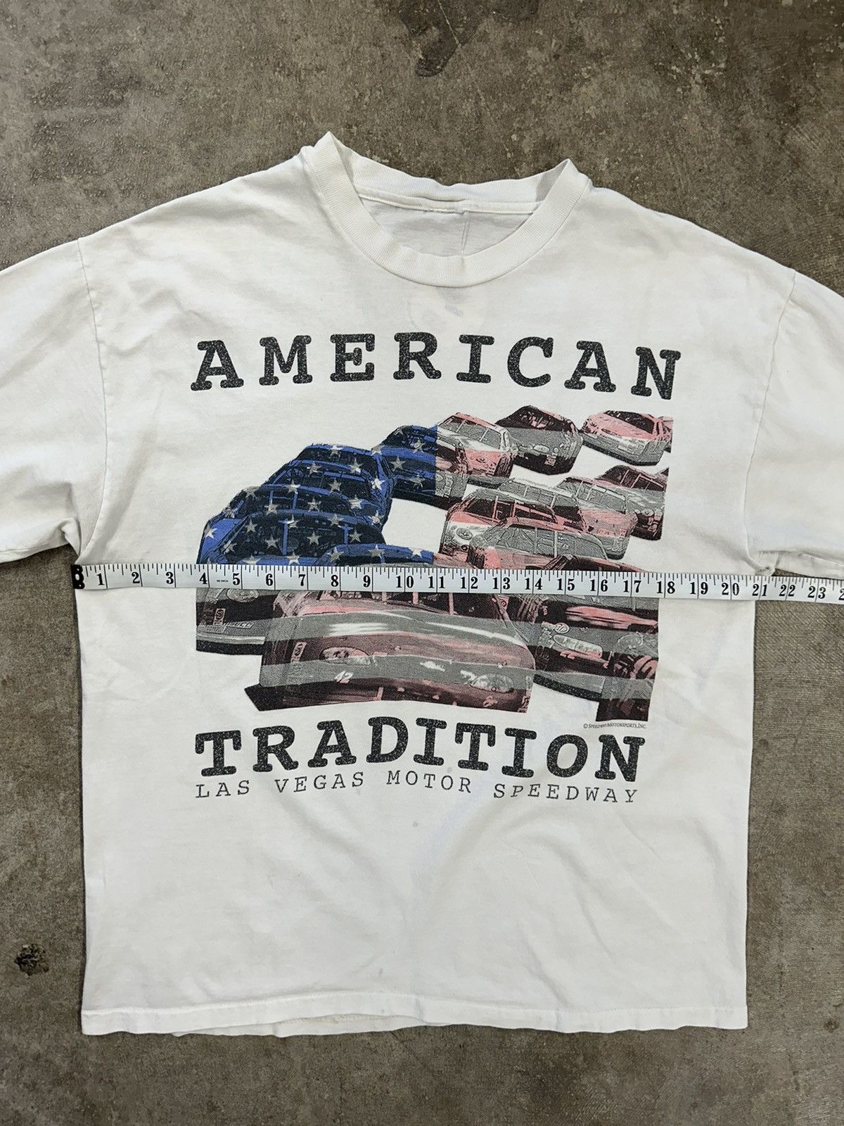 NASCAR Vintage 90s Las Vegas Motor Speedway USA Flag Racing T-Shirt Size US L / EU 52-54 / 3 - 13 Thumbnail