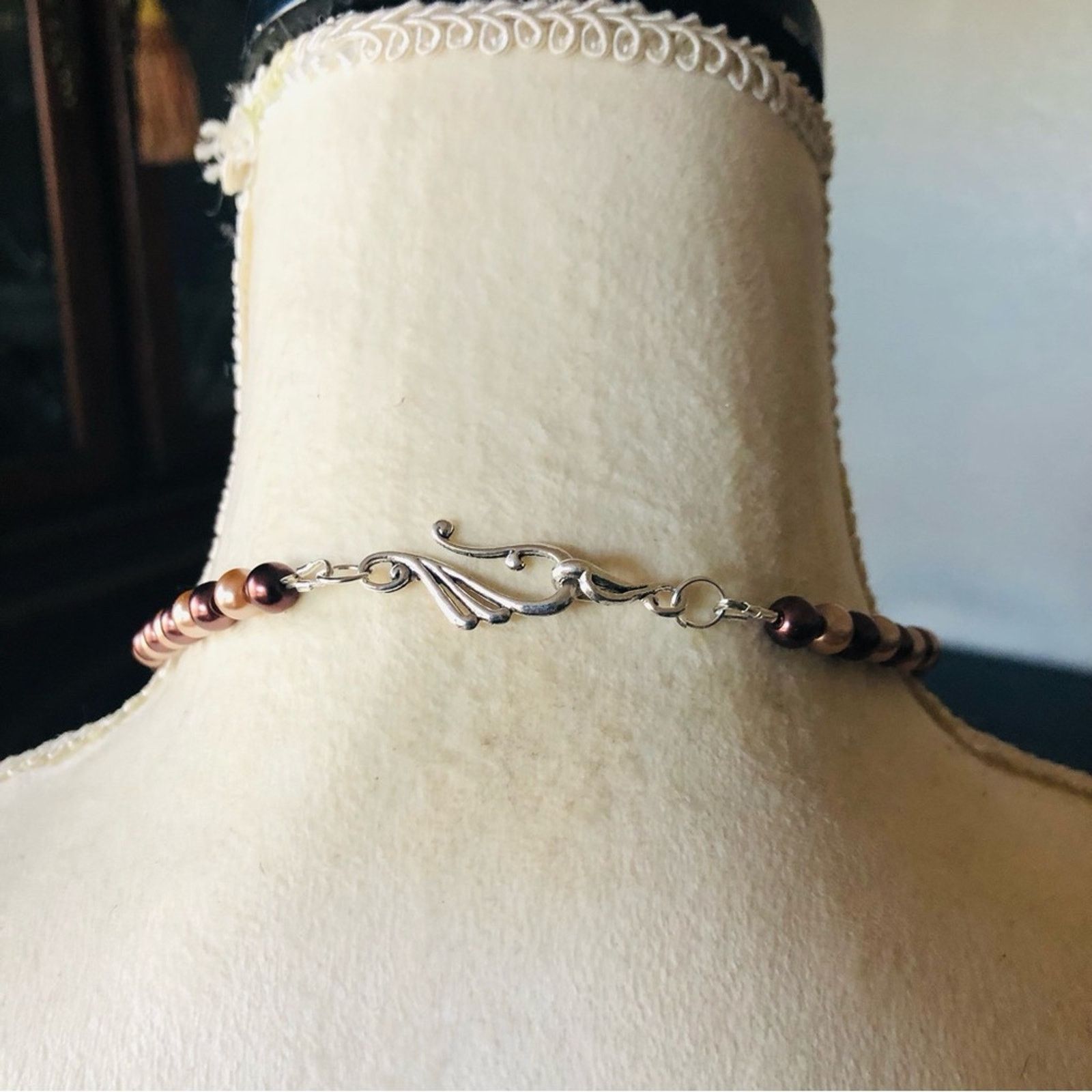 Handmade Handcrafted repurpose Tiger eye stone Pearl necklace Size ONE SIZE - 7 Thumbnail