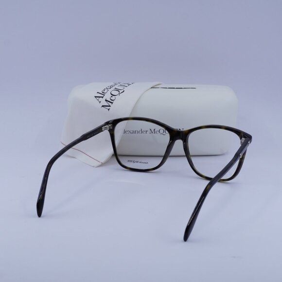 Alexander McQueen Alexander McQueen AM0191O 002 Eyeglasses Havana 54mm Square Size ONE SIZE - 10 Thumbnail
