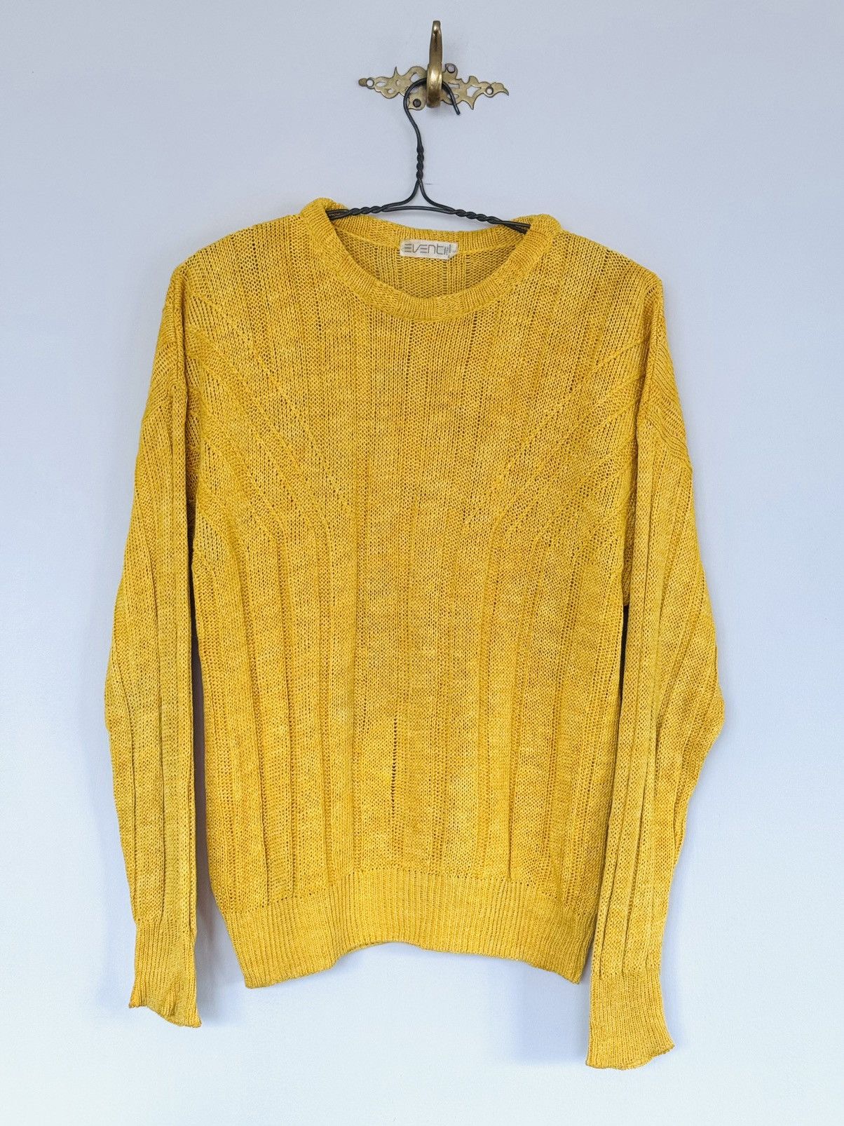 Vintage Vintage Italian cable knit linen sweater golden yellow sz 48 Size US M / EU 48-50 / 2 - 1 Thumbnail