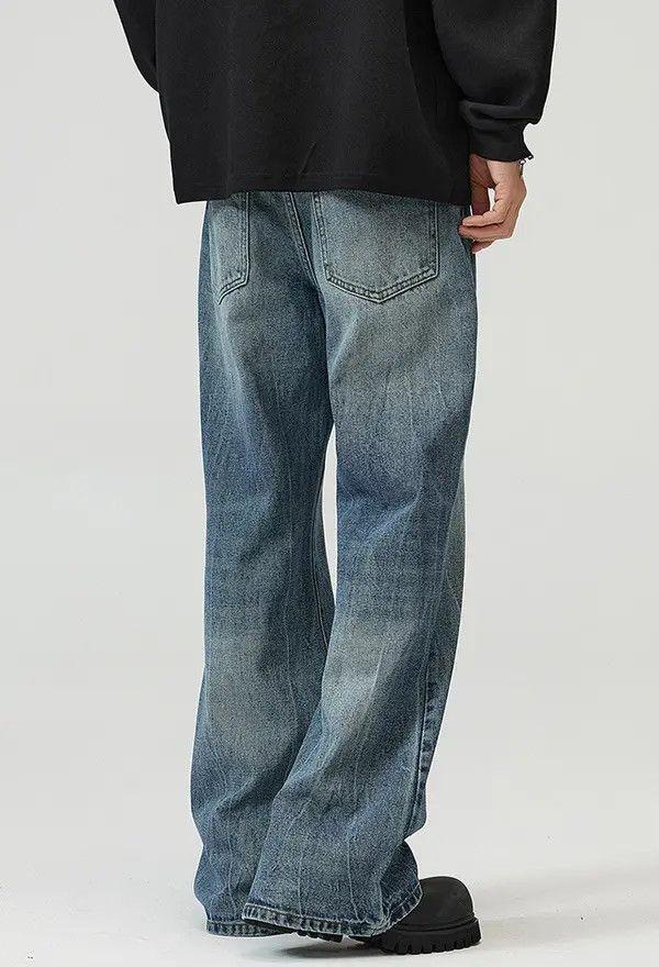 Japanese Brand Lightning Pattern Vintage Wash Straight Bootcut Jeans Size US 32 / EU 48 - 4 Thumbnail