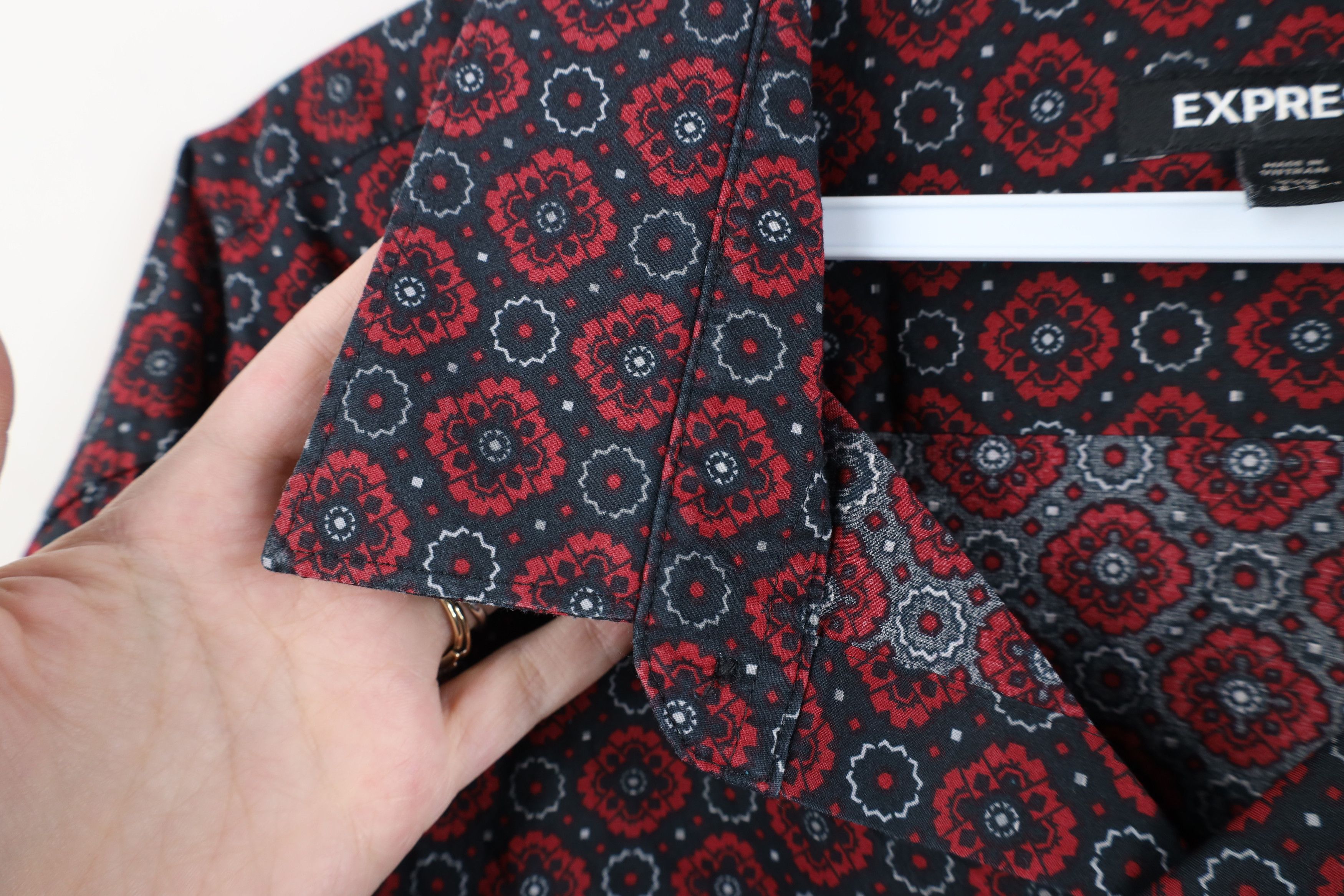 Express Express Slim Geometric Tapestry Collared Button Shirt Cotton Size US XXL / EU 58 / 5 - 6 Thumbnail