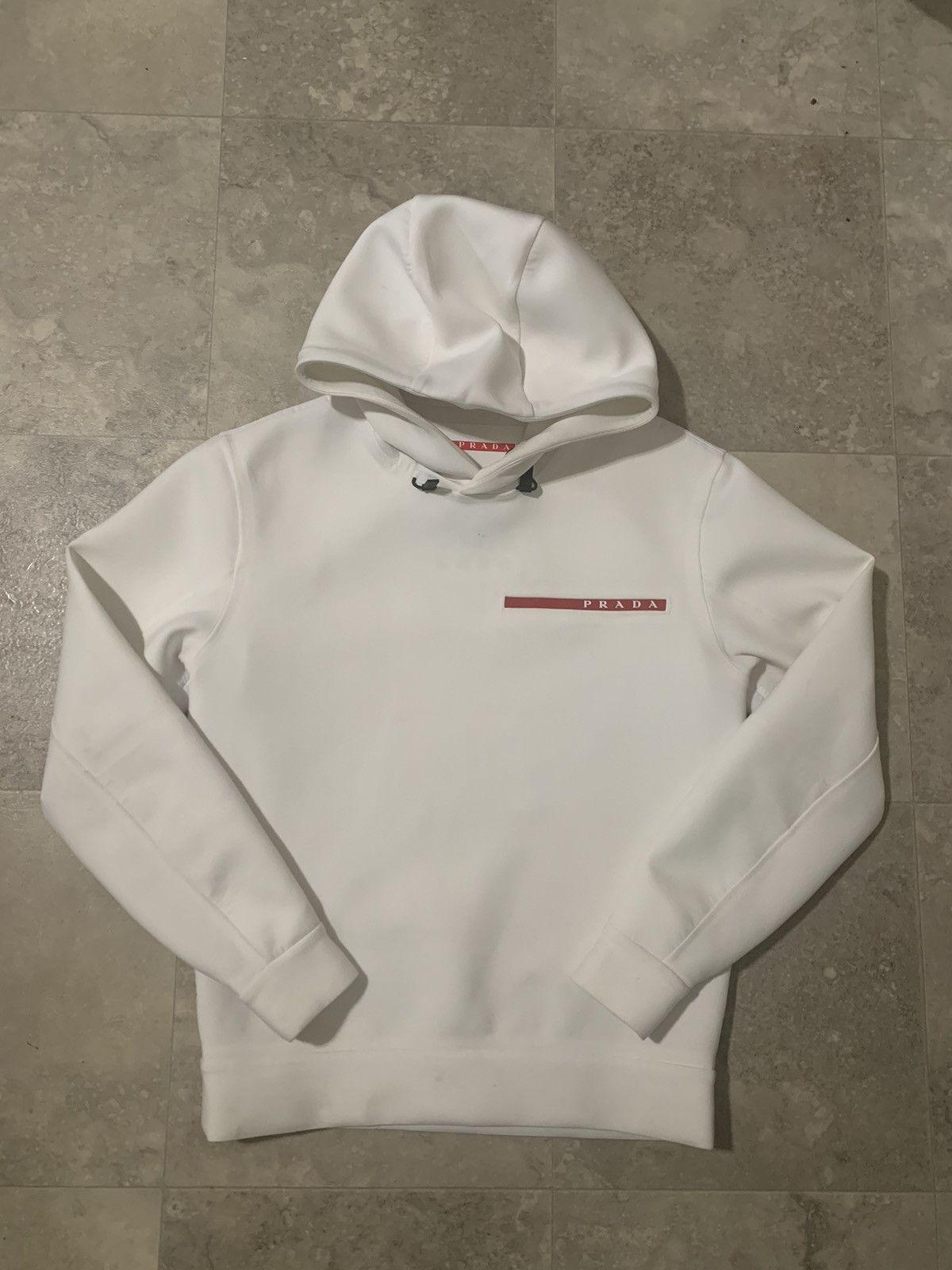 image of Prada $1750 White Double Jersey Technical Hoodie, Men's (Size Small)