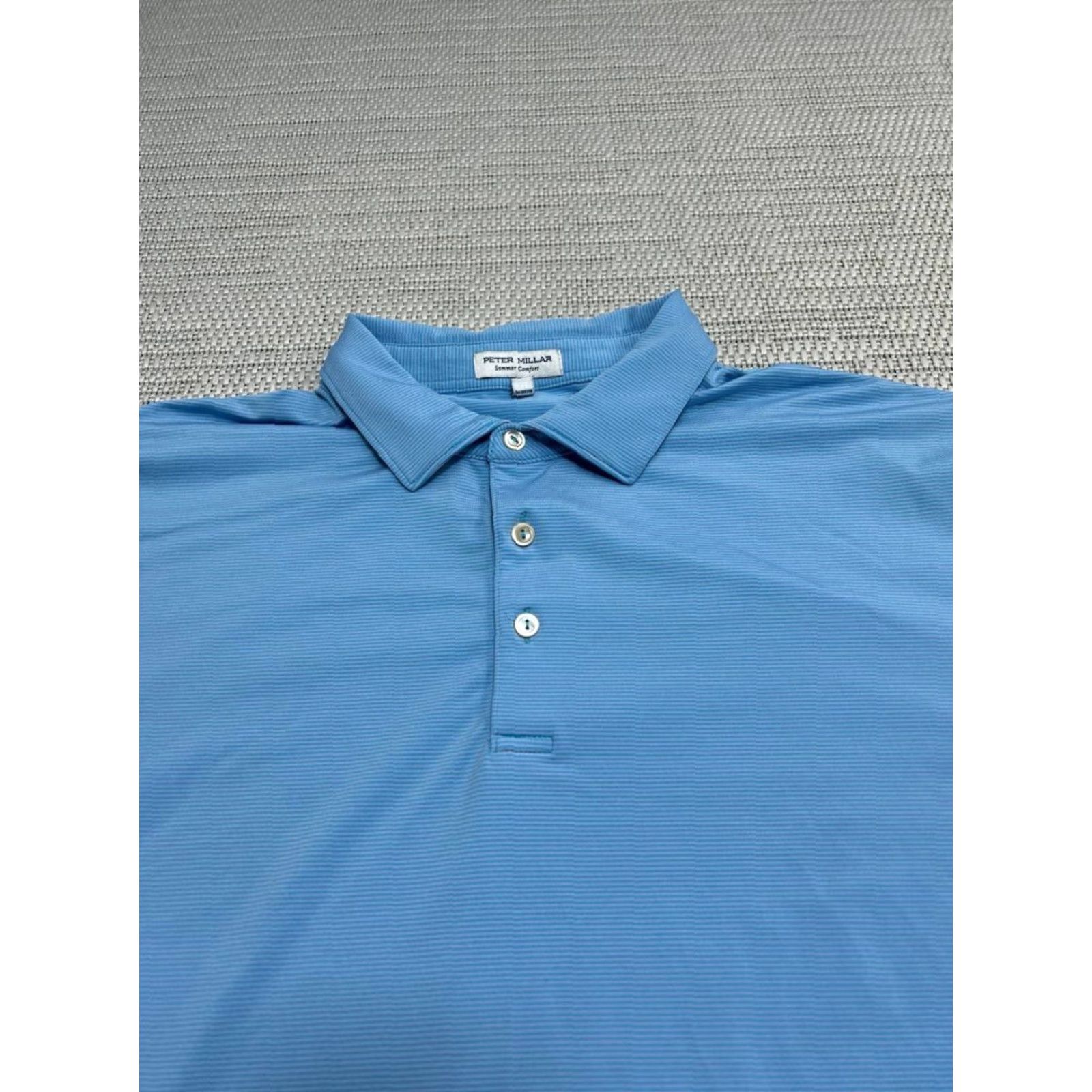 Peter Millar Peter Millar Summer Comfort Polo Shirts Mens Large Blue Striped Stretch Collared Shirt Size US L / EU 52-54 / 3 - 3 Thumbnail