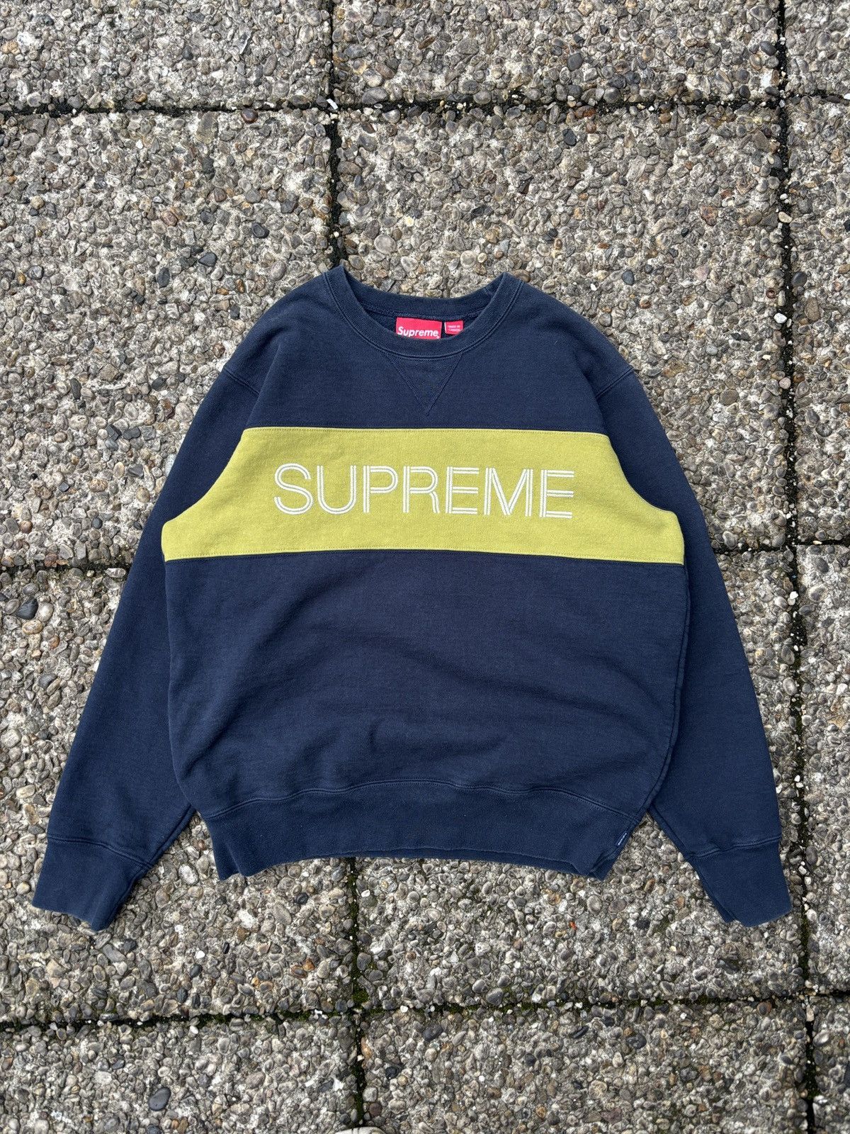 Supreme Zig zag Stitch Panel Crewneck | Grailed