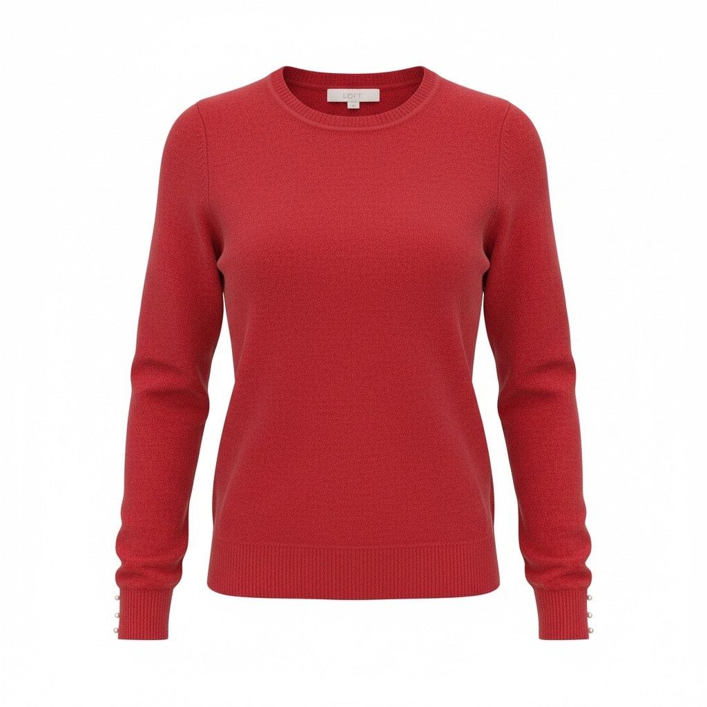 Loft LOFT Women’s Red Knit Sweater Size Small Crew Neck Size S / US 4 / IT 40 - 1 Thumbnail